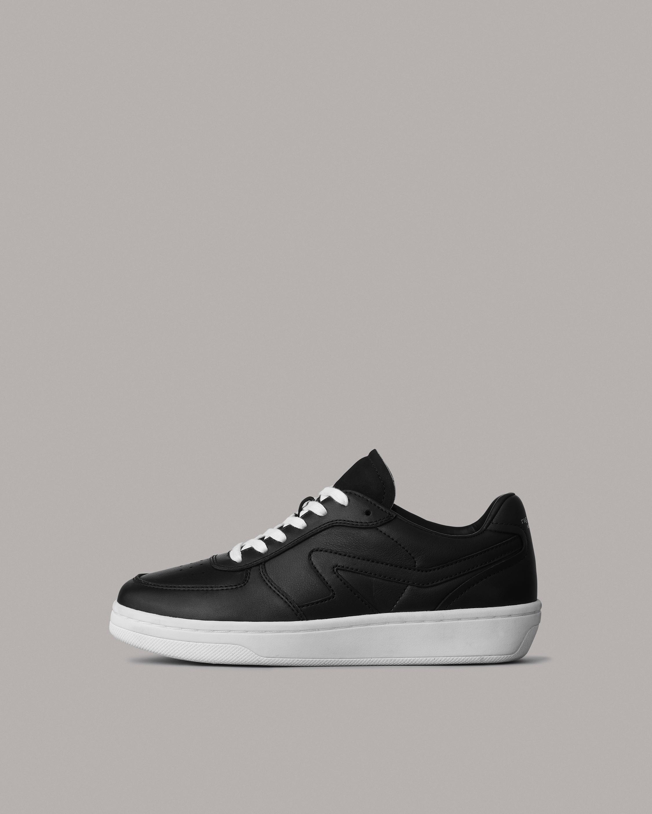 Black Retro Court Sneaker: Leather Sneaker
