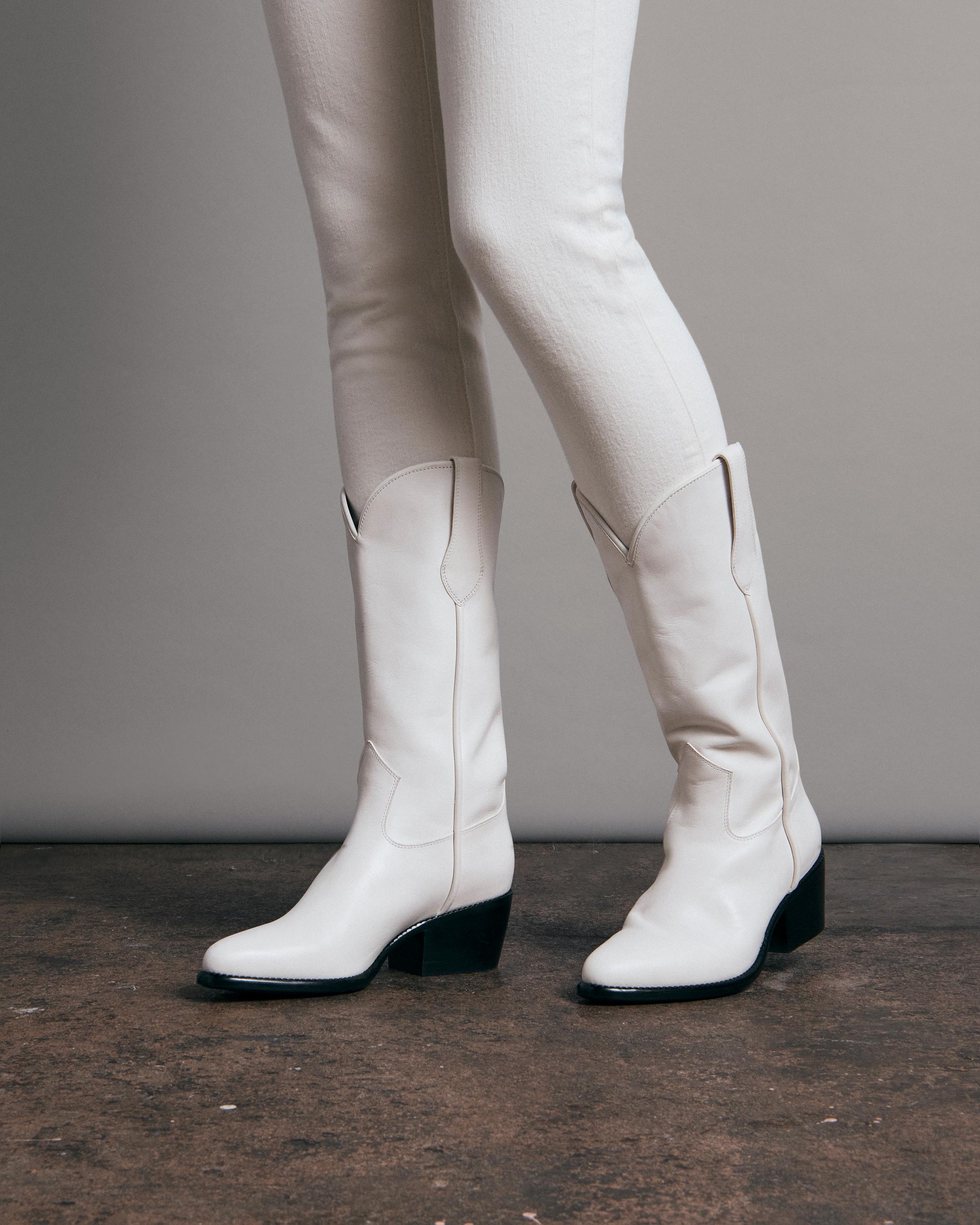 white gogo boots no heel