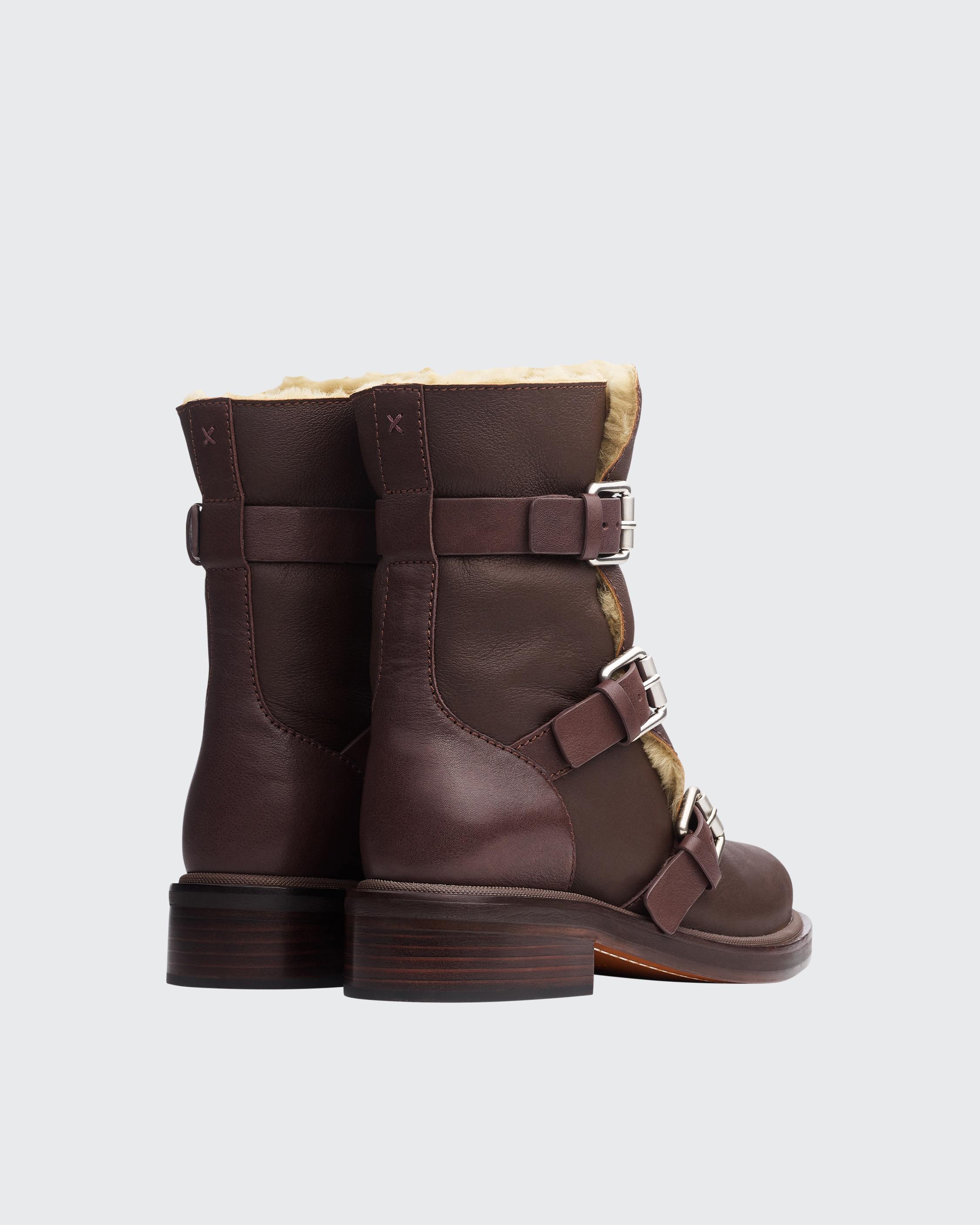 Shearling store biker boots