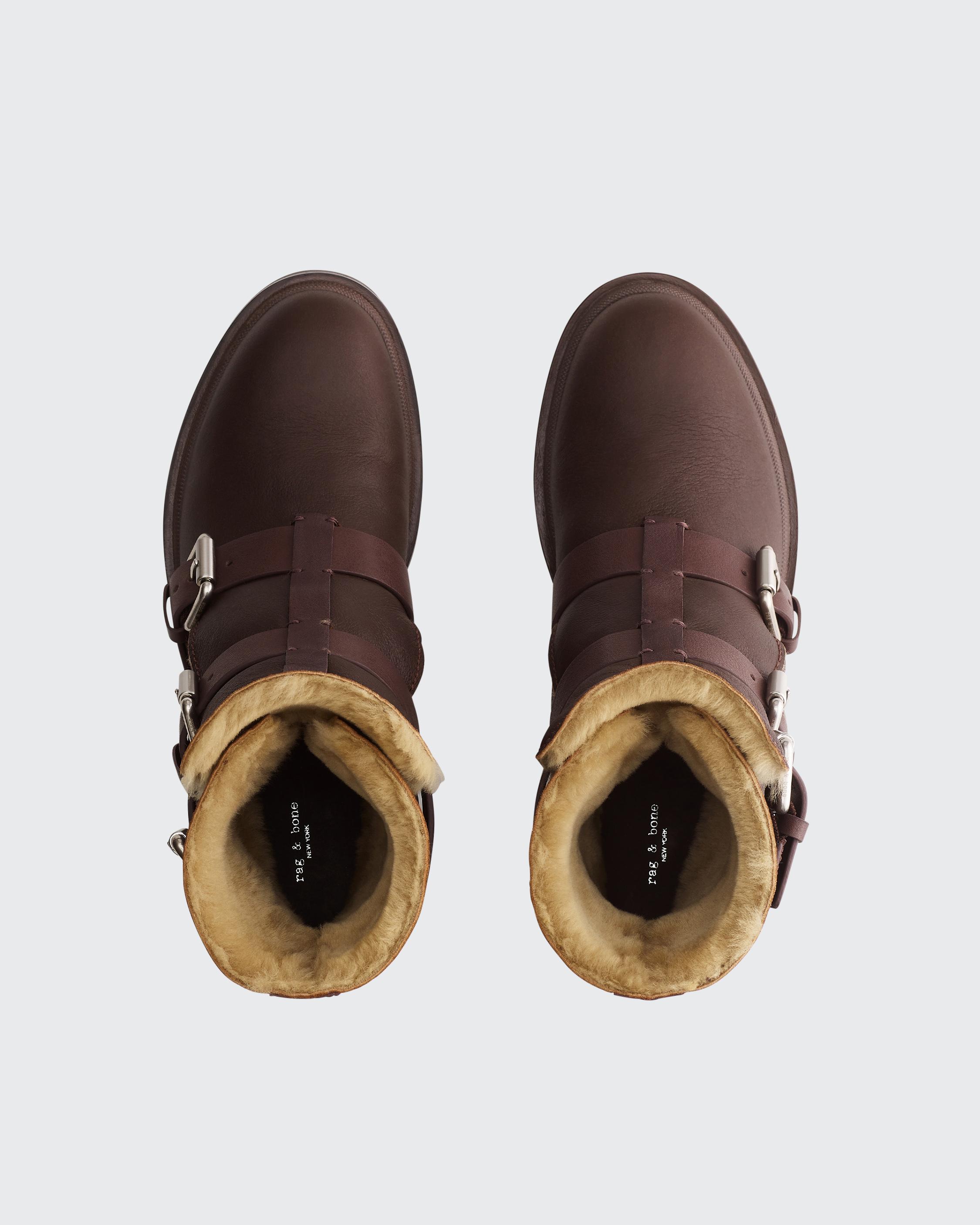 Leather on sale shearling boots