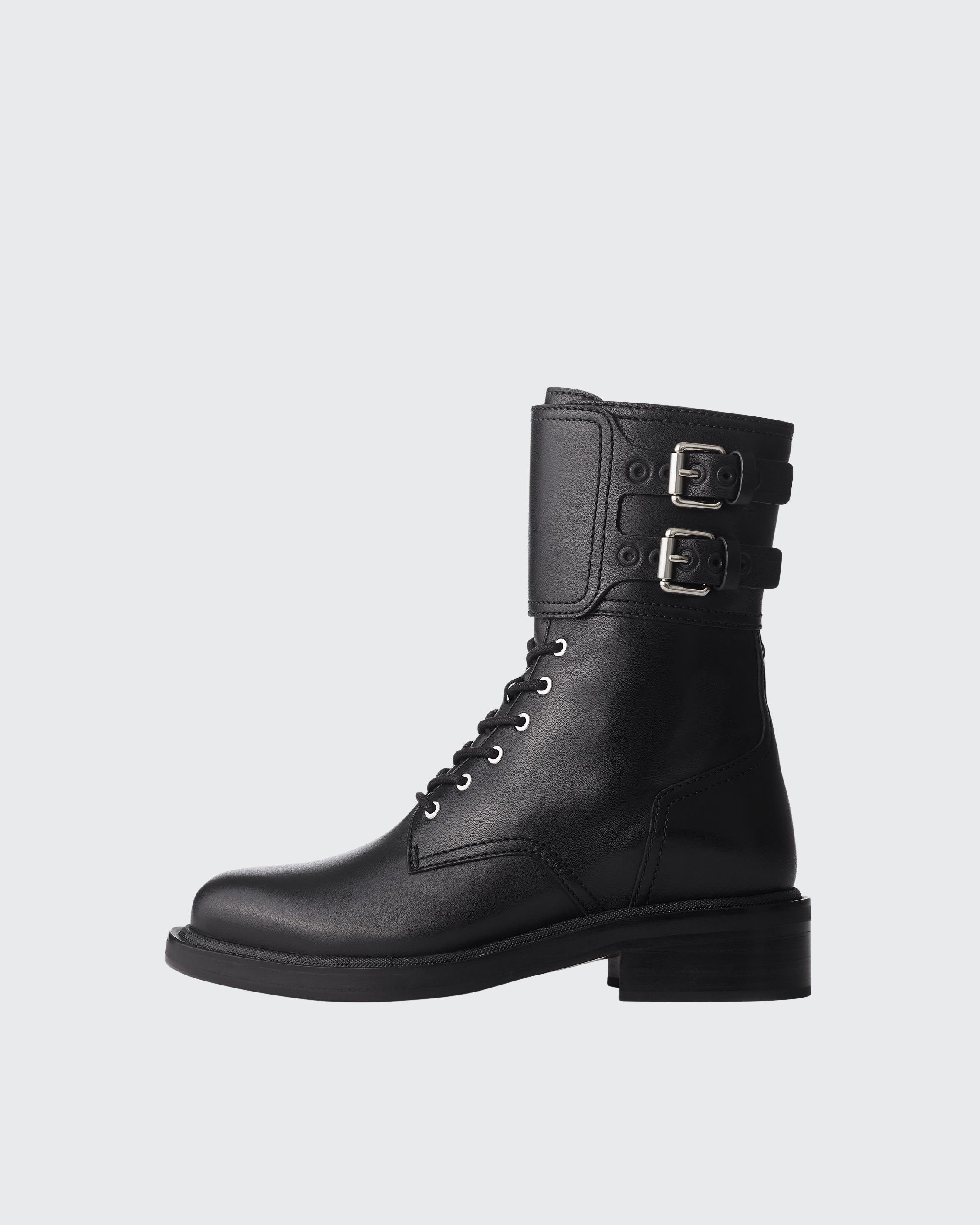 Leather lace discount up biker boots