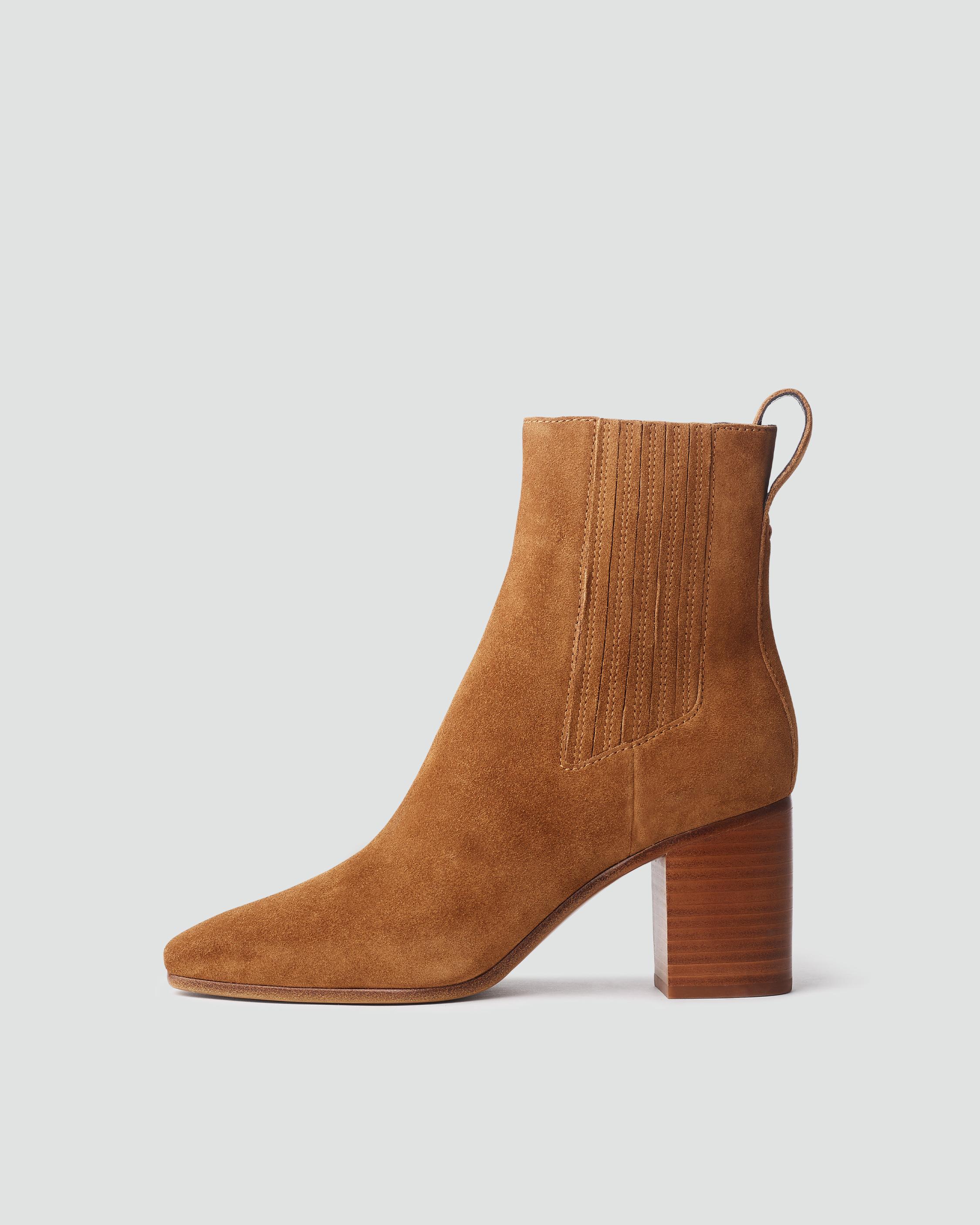 House Check and Leather Ankle Boots in Black/archive beige - Women