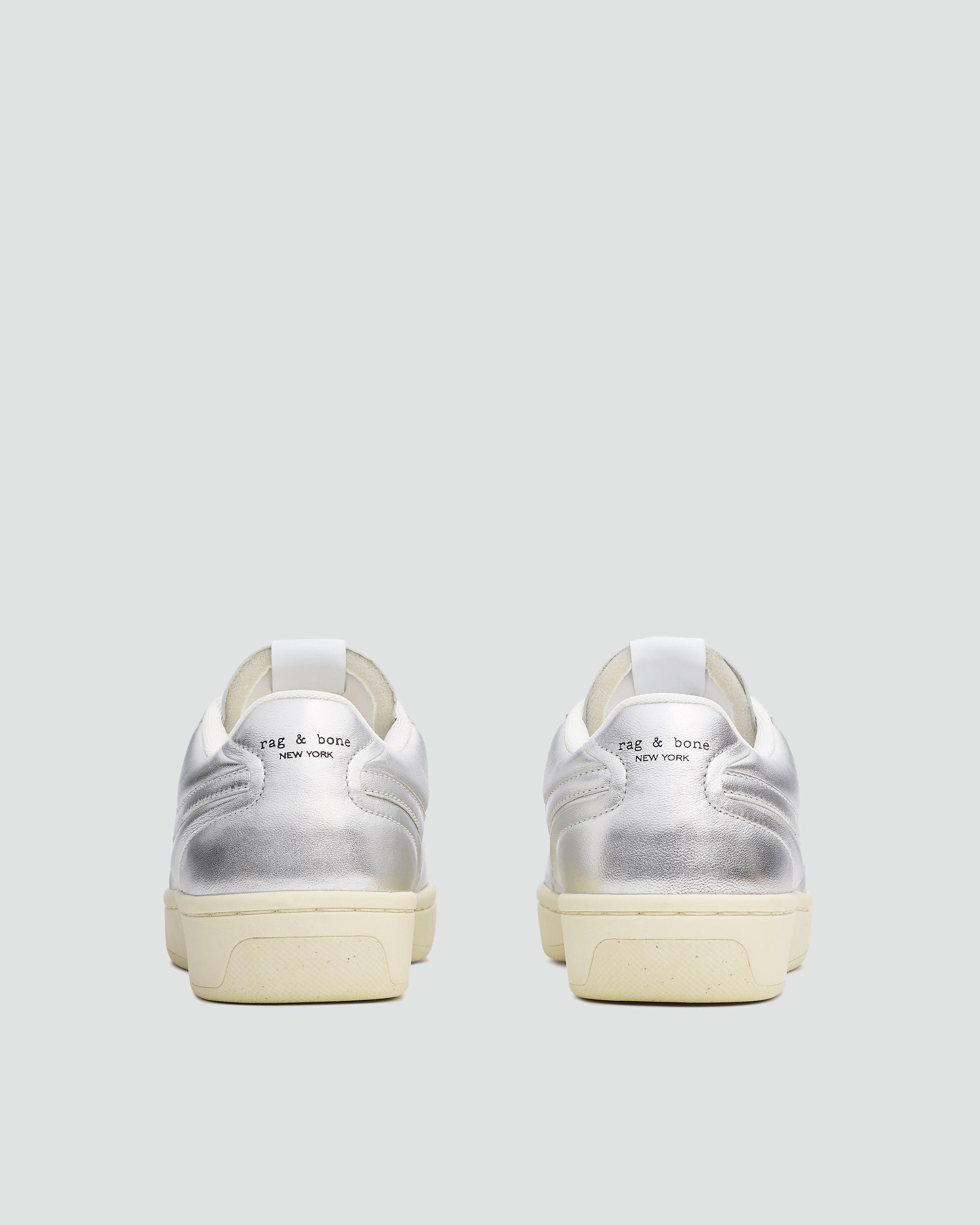 bone Court rag - & | Silver Retro Sneaker - Leather