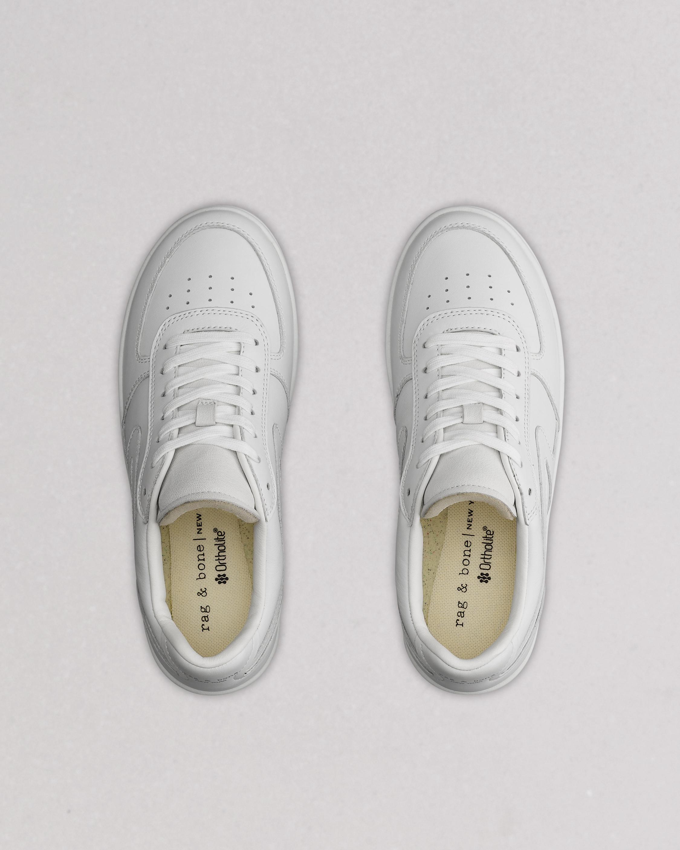 White Retro Court Strap Sneaker: Leather Sneaker