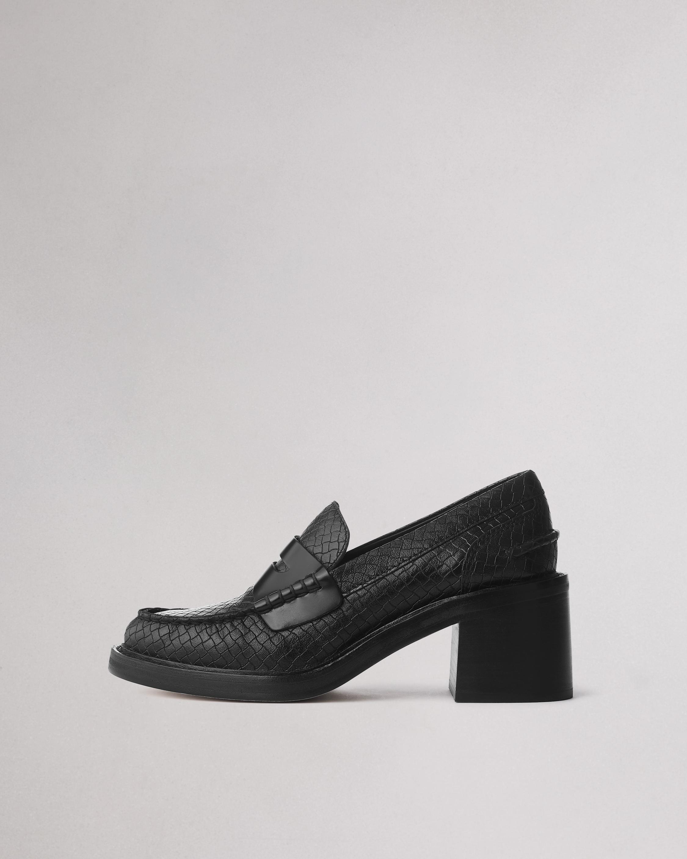 Carter Leather Heel Loafer - Black Basketweave | rag & bone
