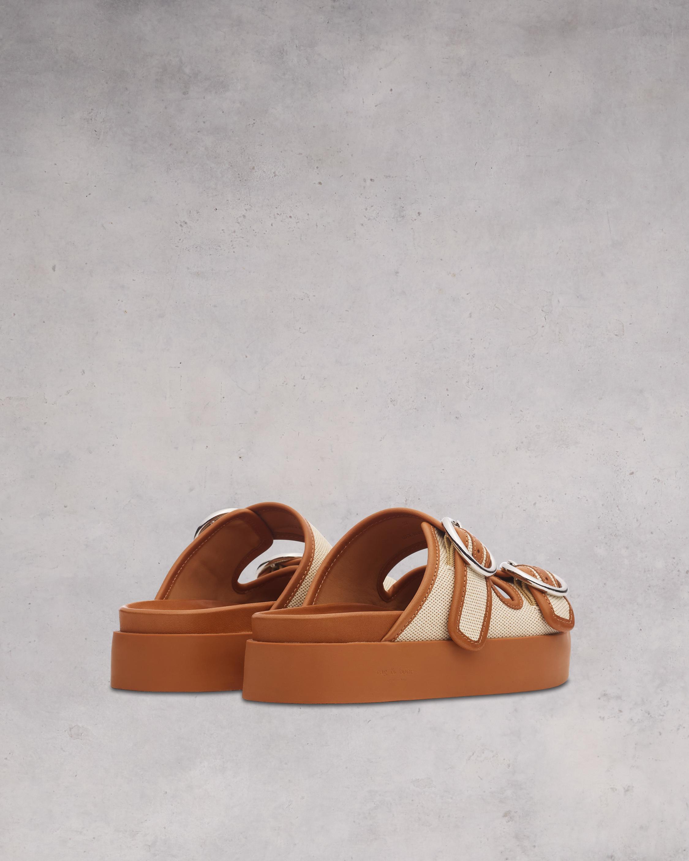 Geo Buckle Platform Slide Canvas Natural rag & bone