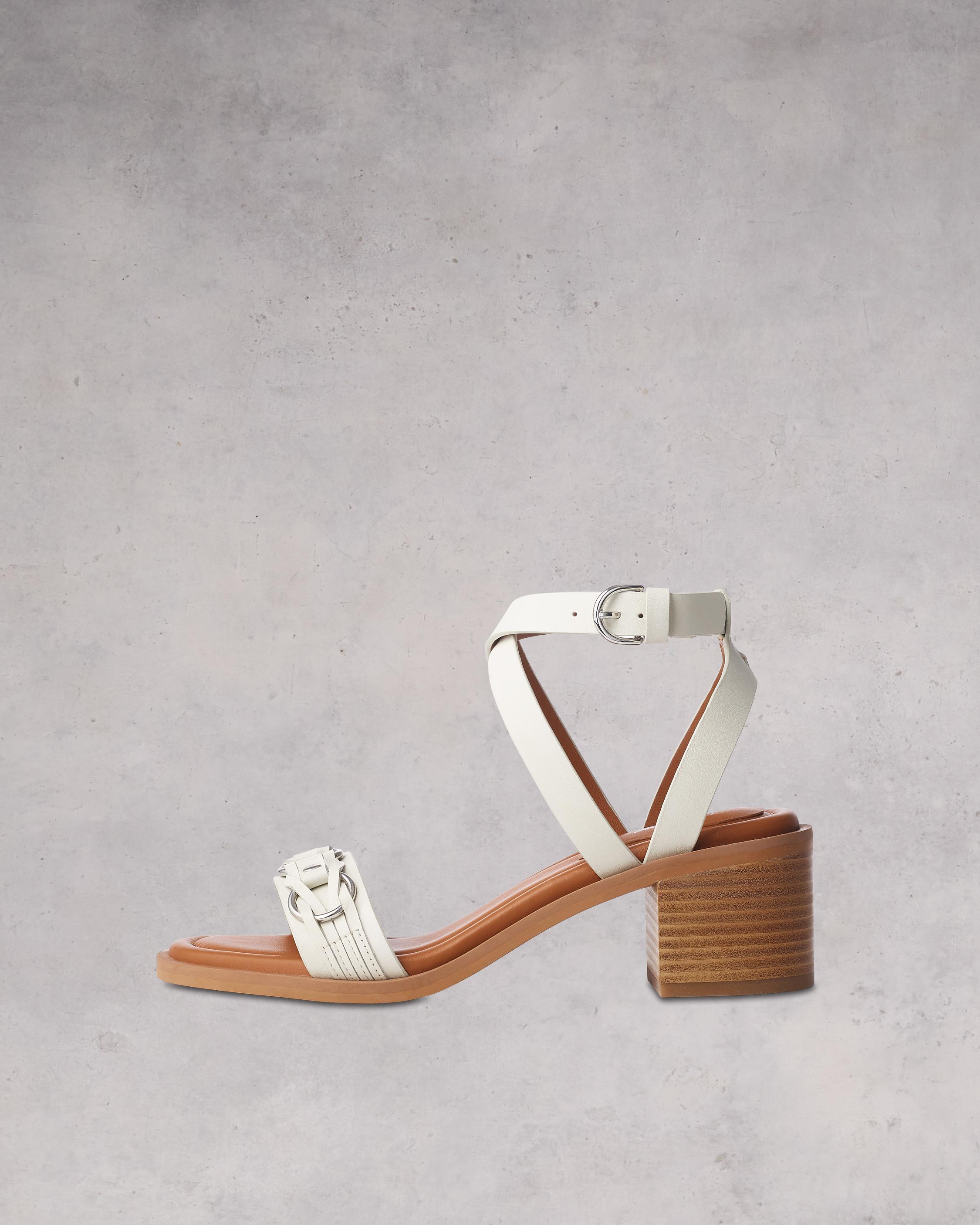 Geo Leather Block Heel