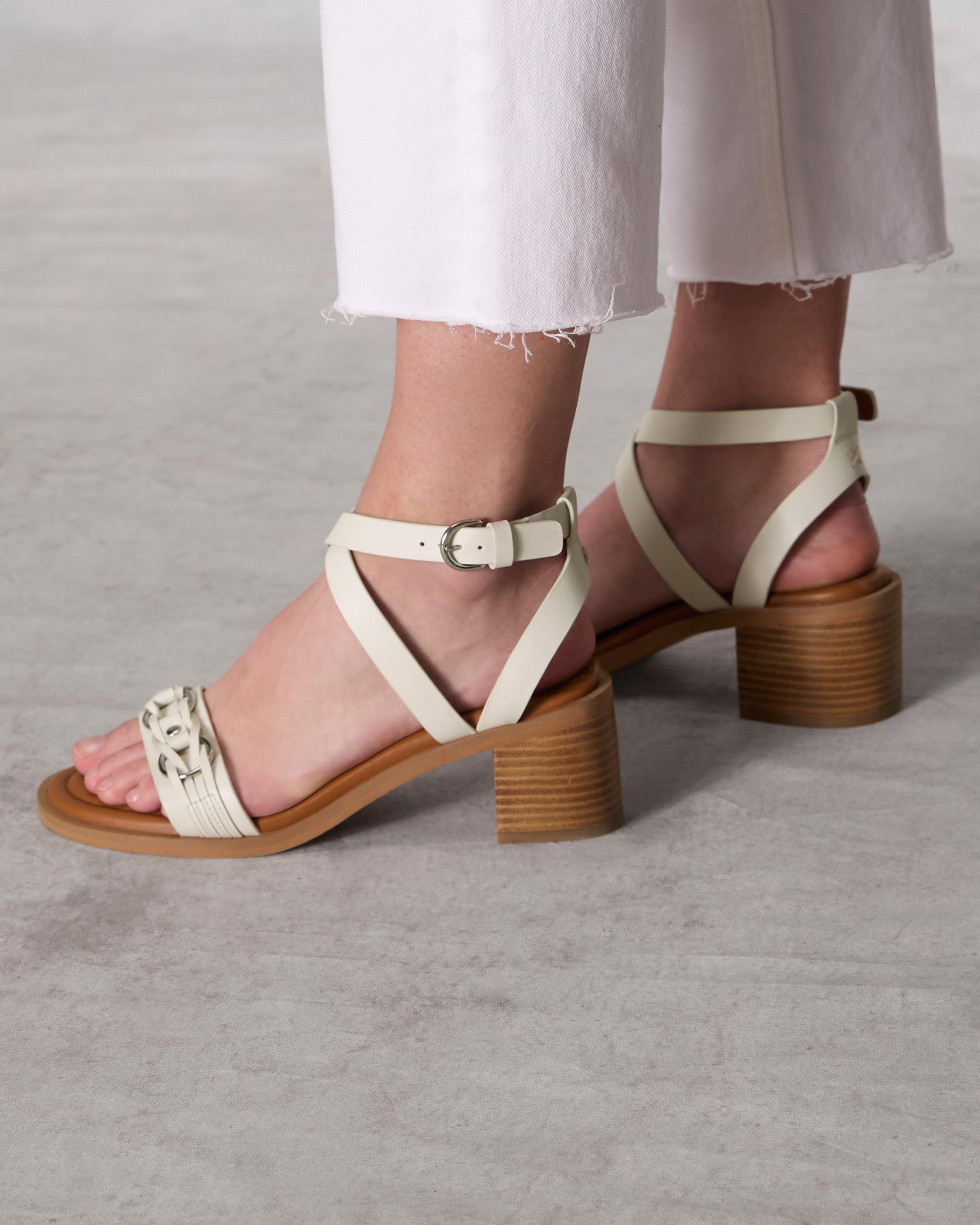 Geo Leather Block Heel