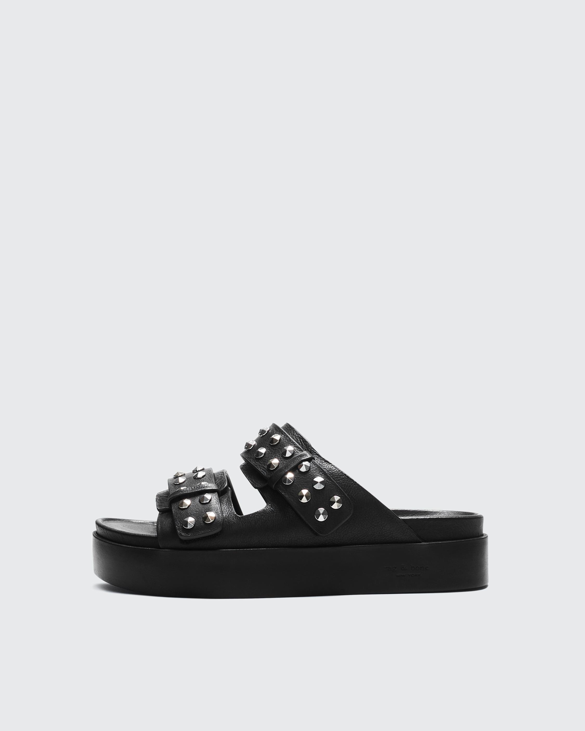 Geo Studded Platform Slide - Leather image number 1