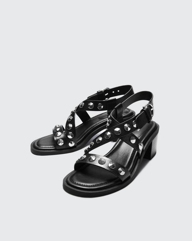 Geo Studded Block Heel - Leather - Black | rag & bone Geo Studded Block Heel - Leather - Black | rag & bone