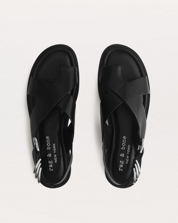 Gia Leather Crossover Sandals - Black | rag & bone Gia Leather Crossover Sandals - Black | rag & bone