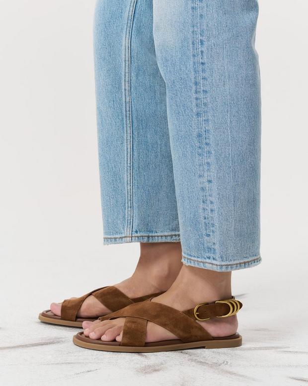 Gia Italian Suede Crossover Sandals - Umber Suede | rag & bone Gia Italian Suede Crossover Sandals - Umber Suede | rag & bone