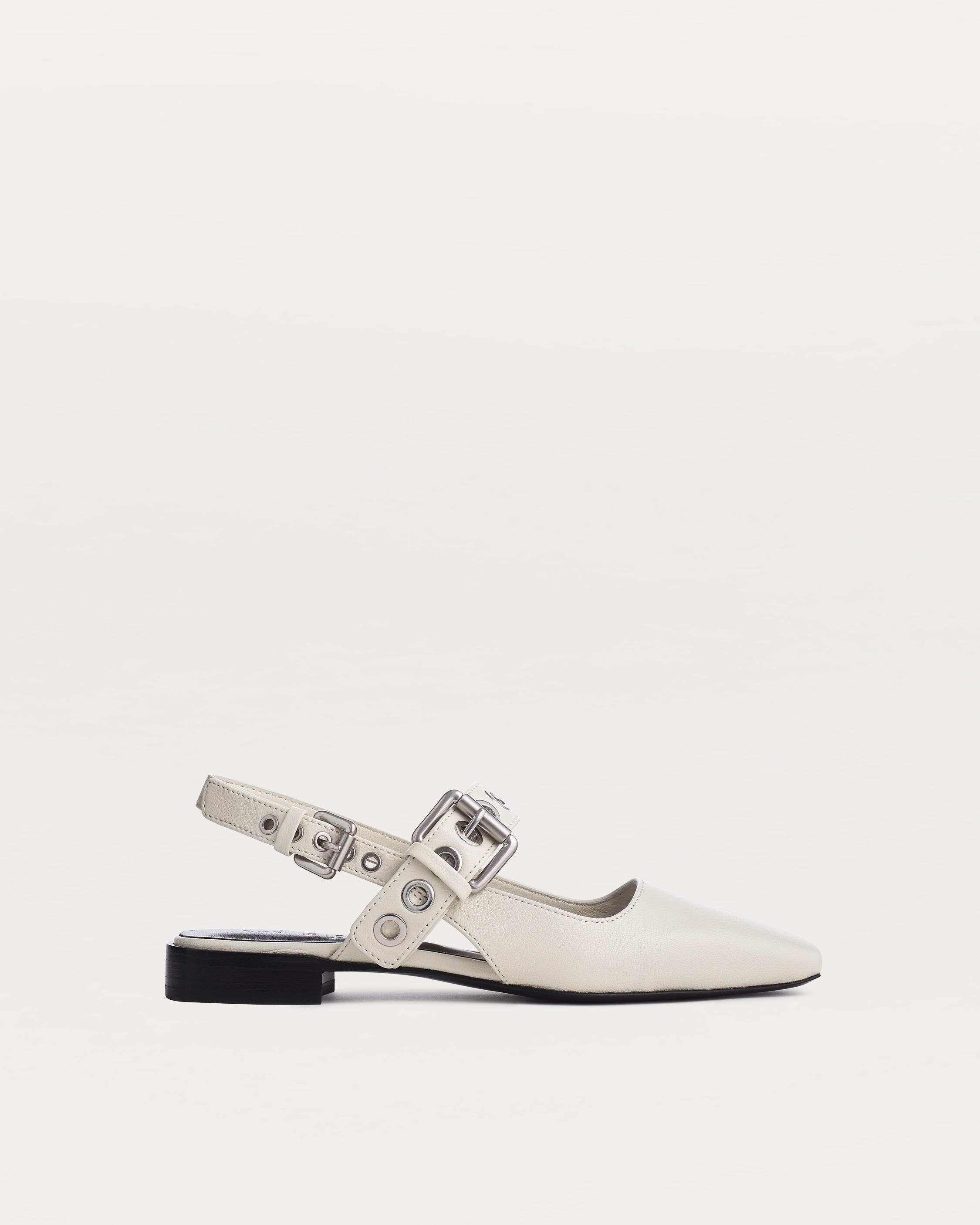 Moto Astra Leather Slingback Flats - Antique White | rag & bone