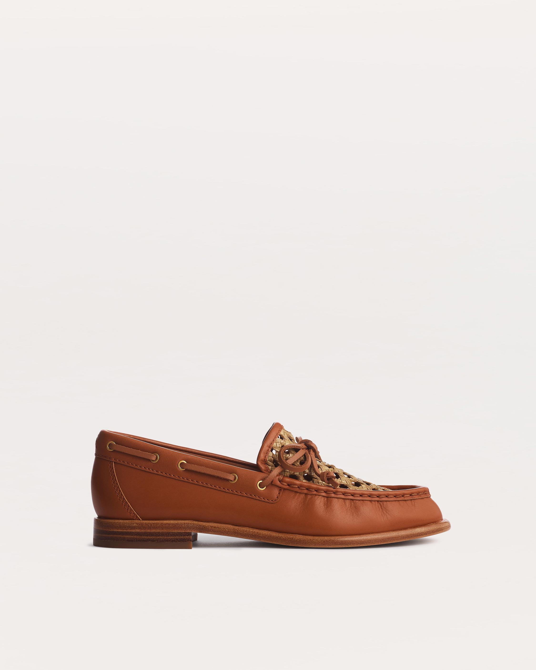 Carter Woven-Trimmed Leather Boat Shoes - Light Natural Woven | rag & bone