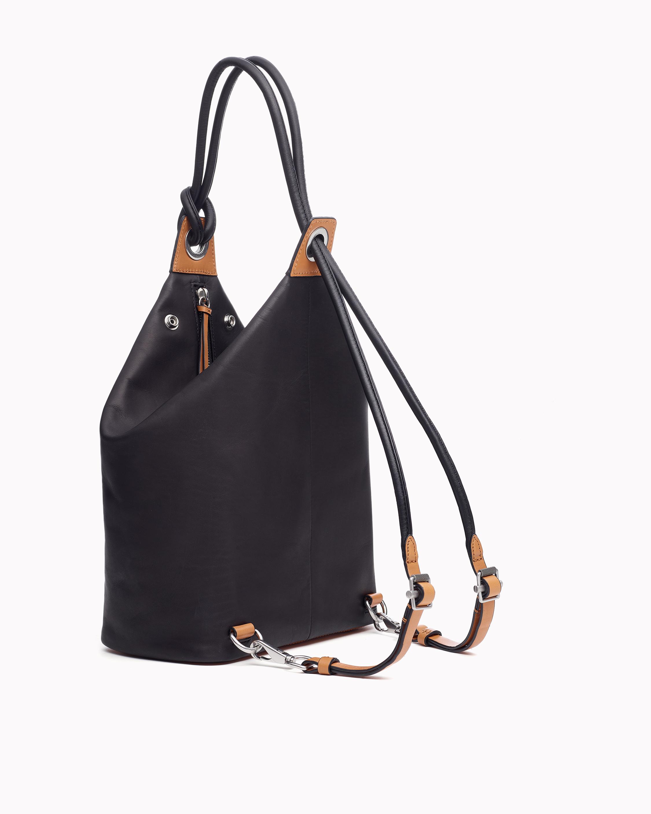 Seeker Convertible Backpack in Black Leather rag bone