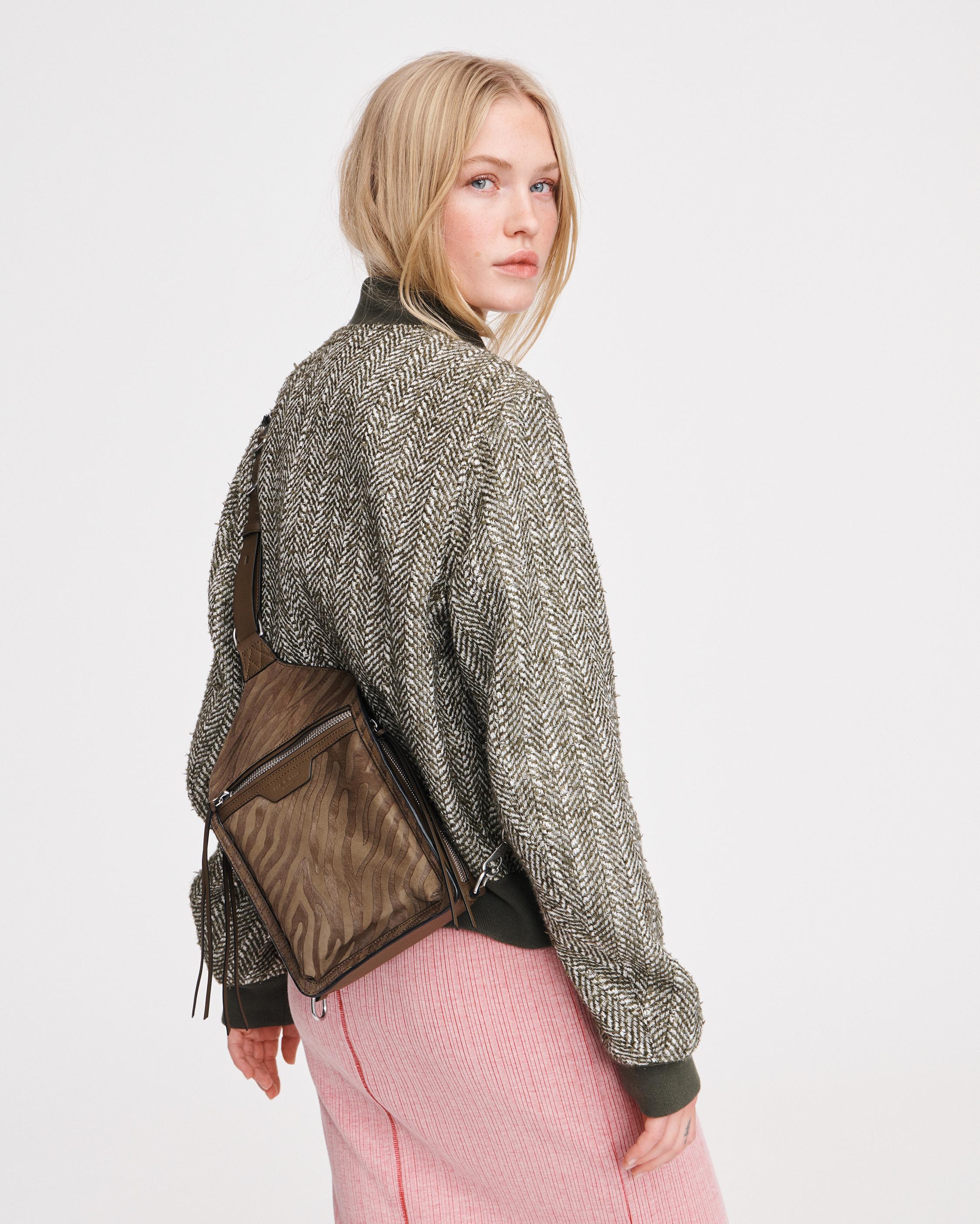 Elliot Sling Fanny Pack in Taupe Zebra rag bone