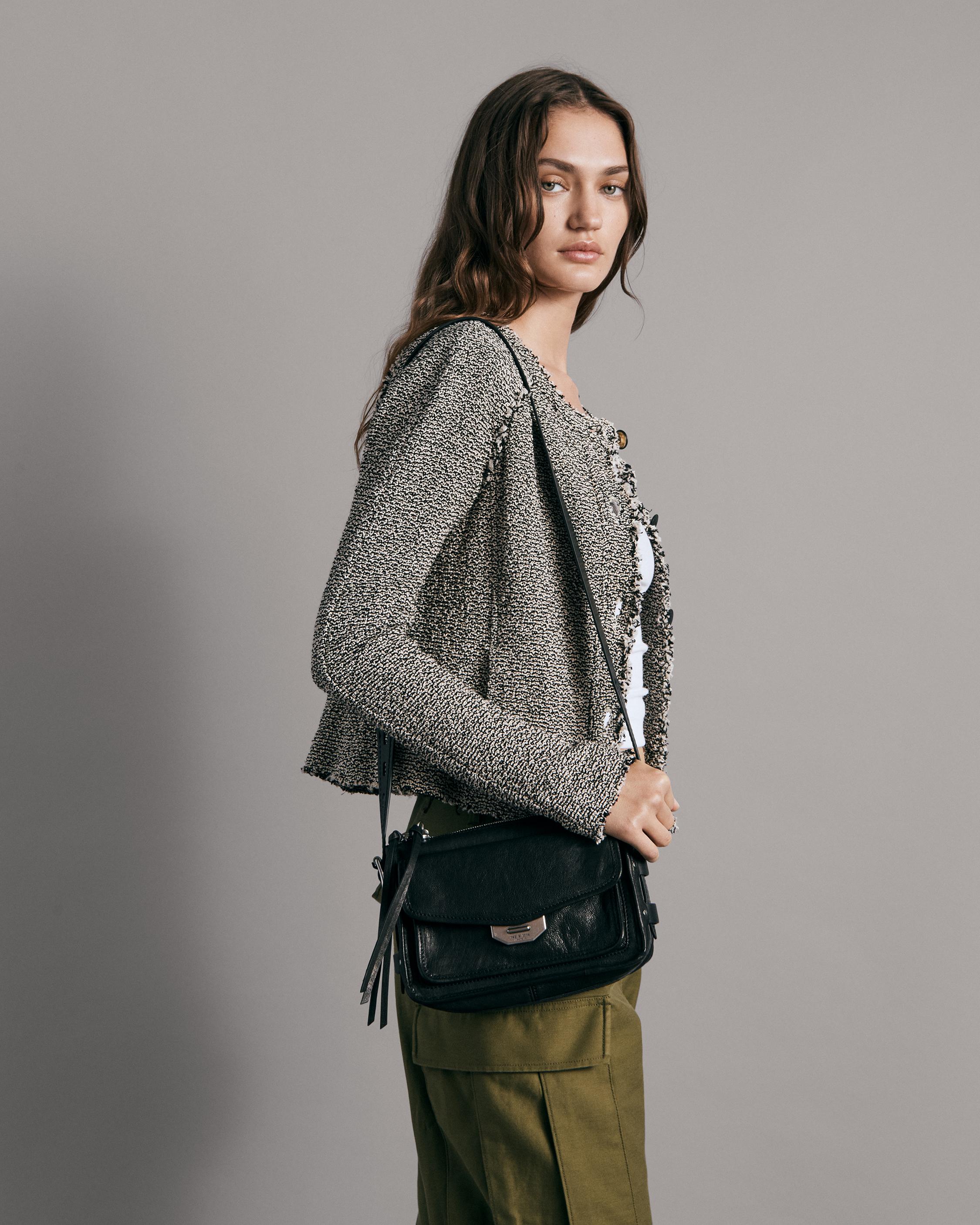 Small Field Messenger Suede Crossbody in Warm Grey