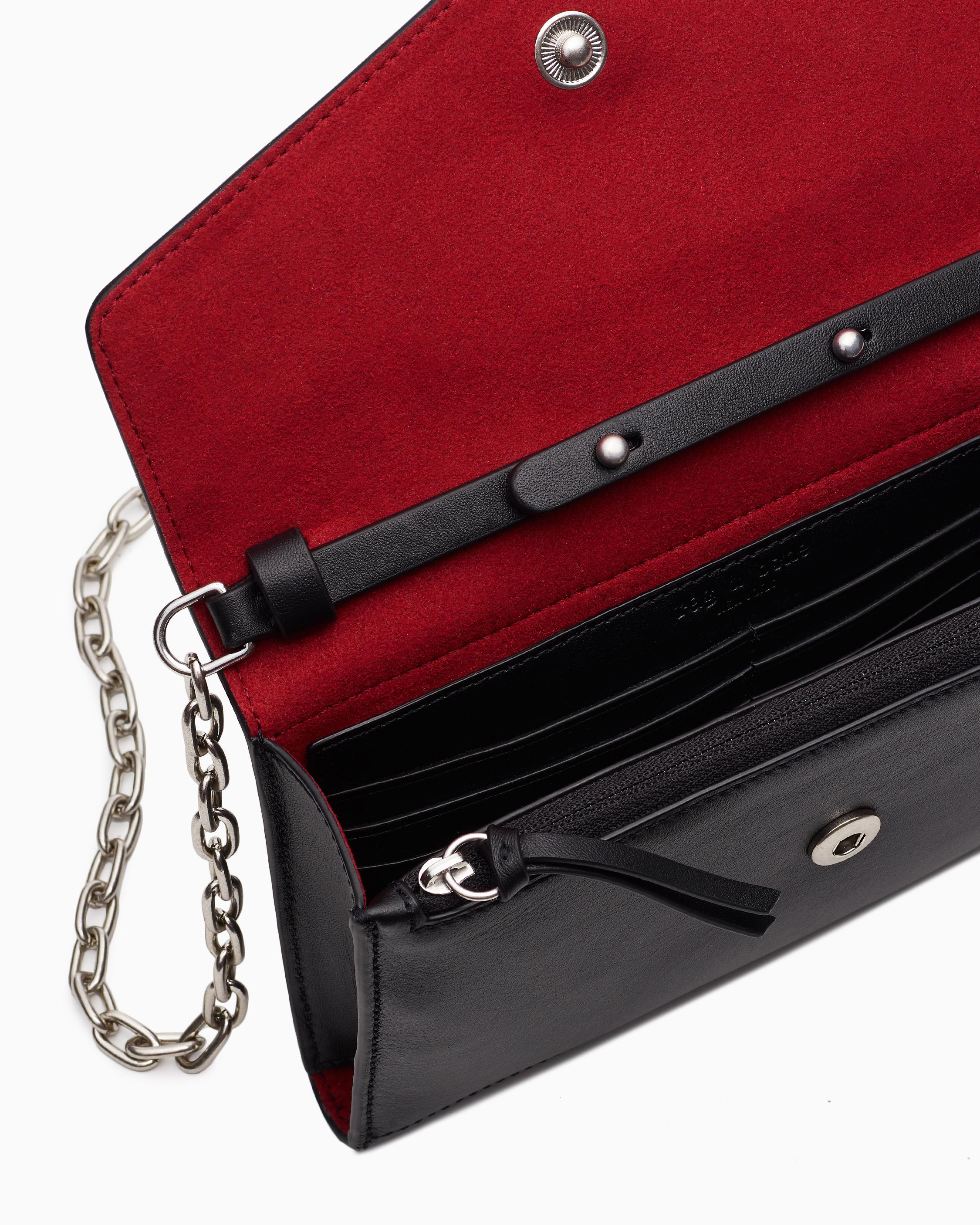 Large Logo and Leather Convertible Chain Wallet