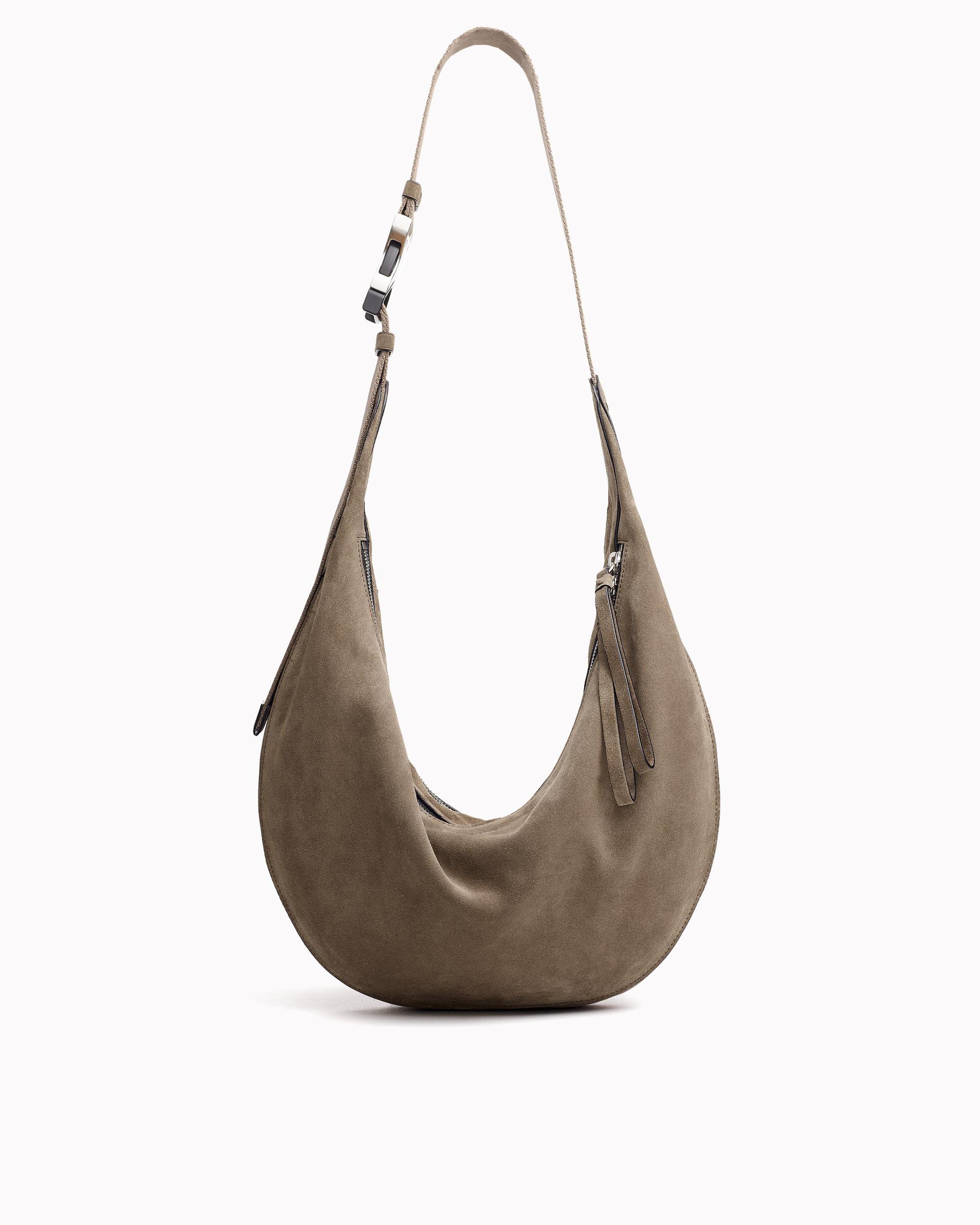 Large suede shop hobo bag