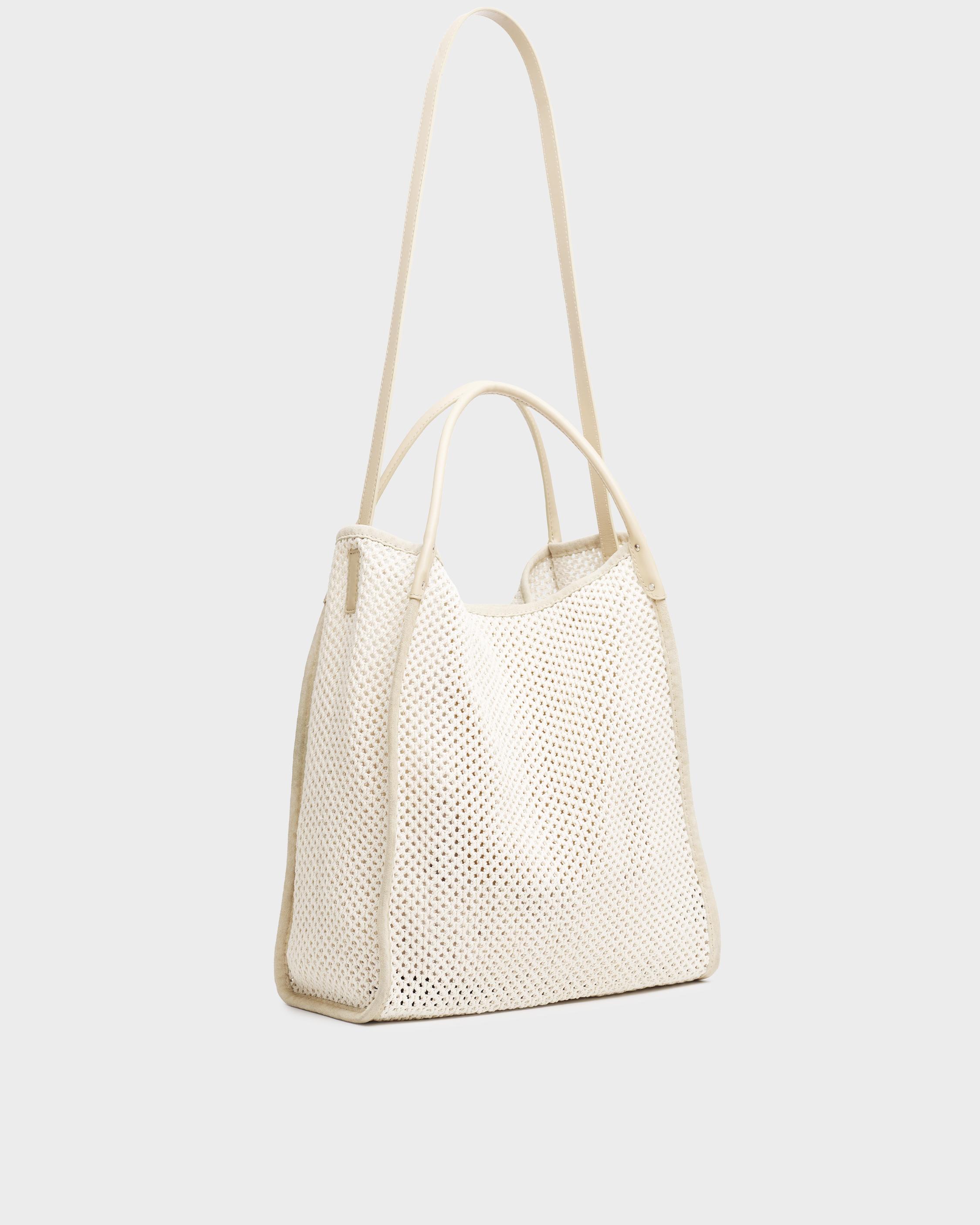 Annie Leather Tote - White In White Rustic White