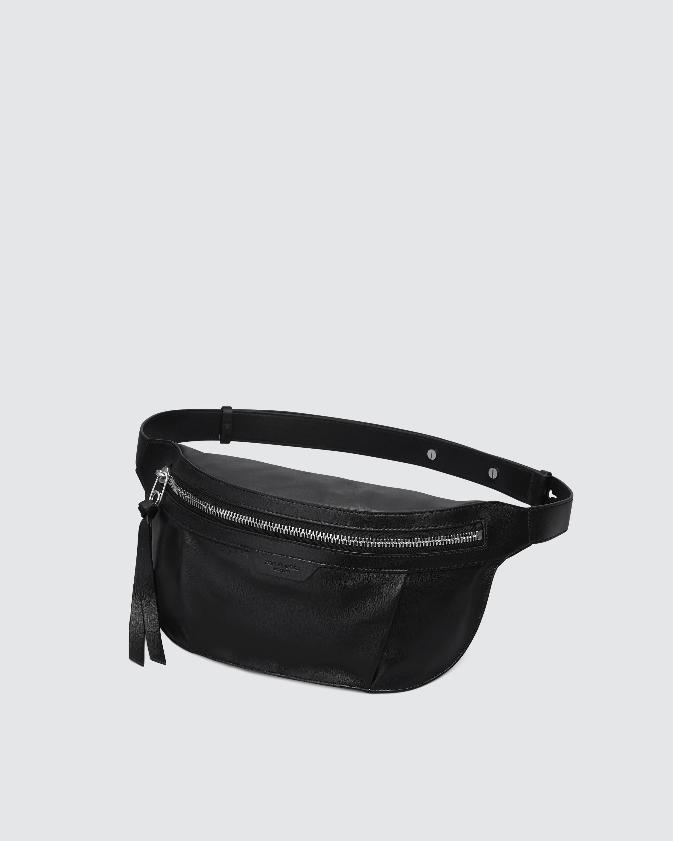 Black Leather Hip Bag