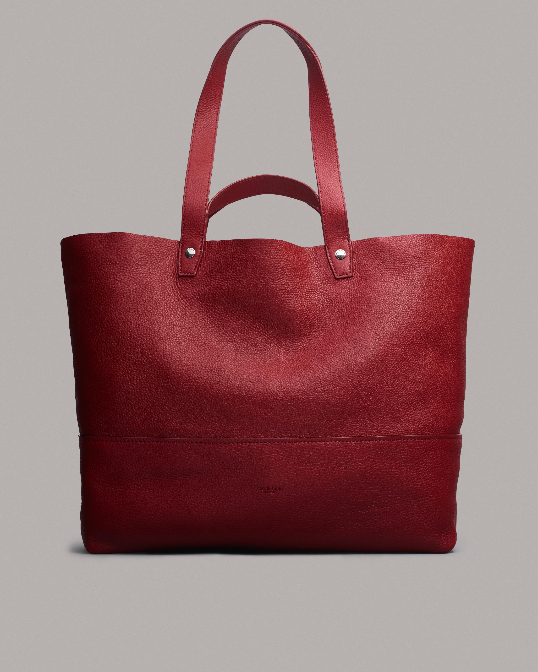 Red leather tote online