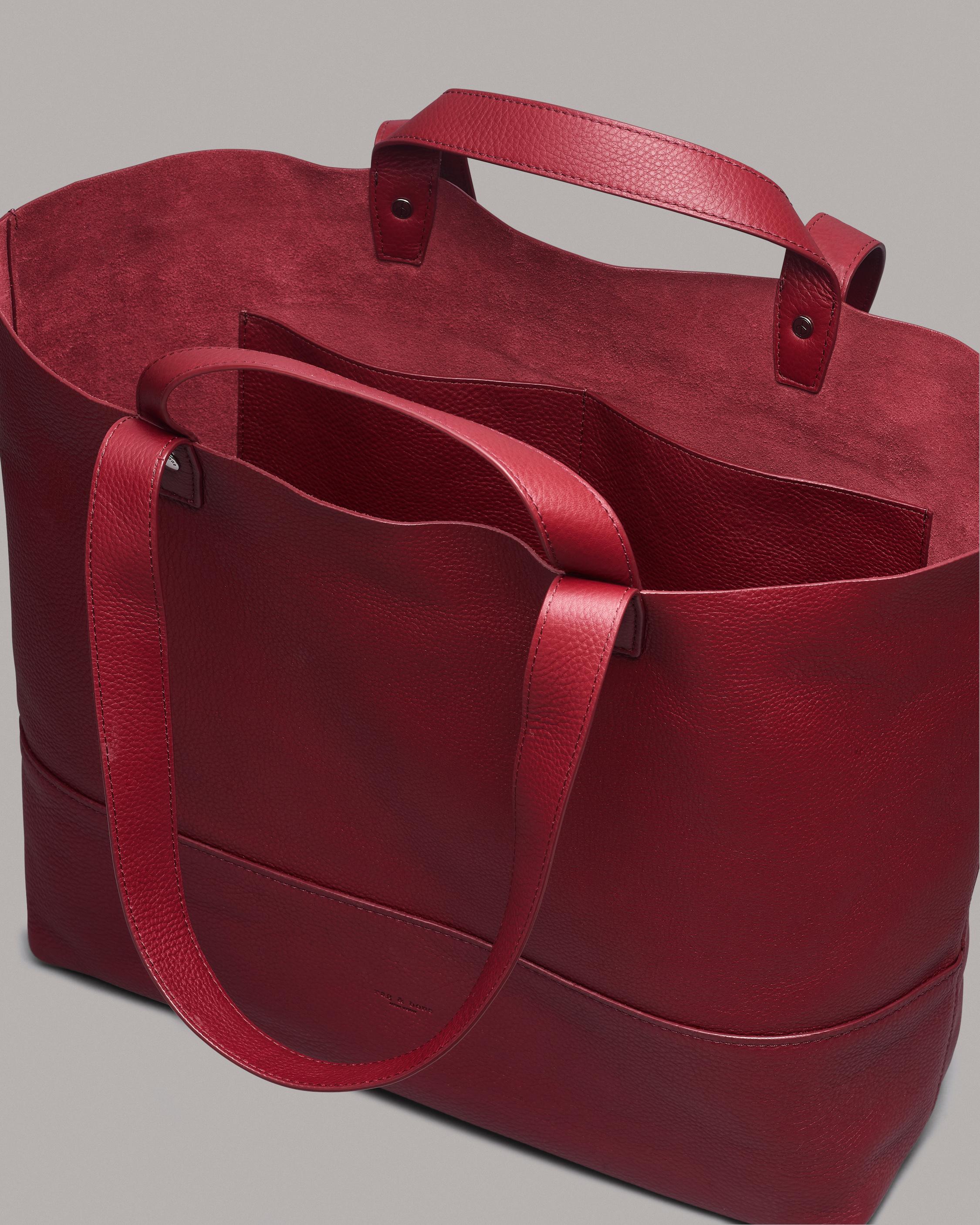 Red tote 2025 leather bag