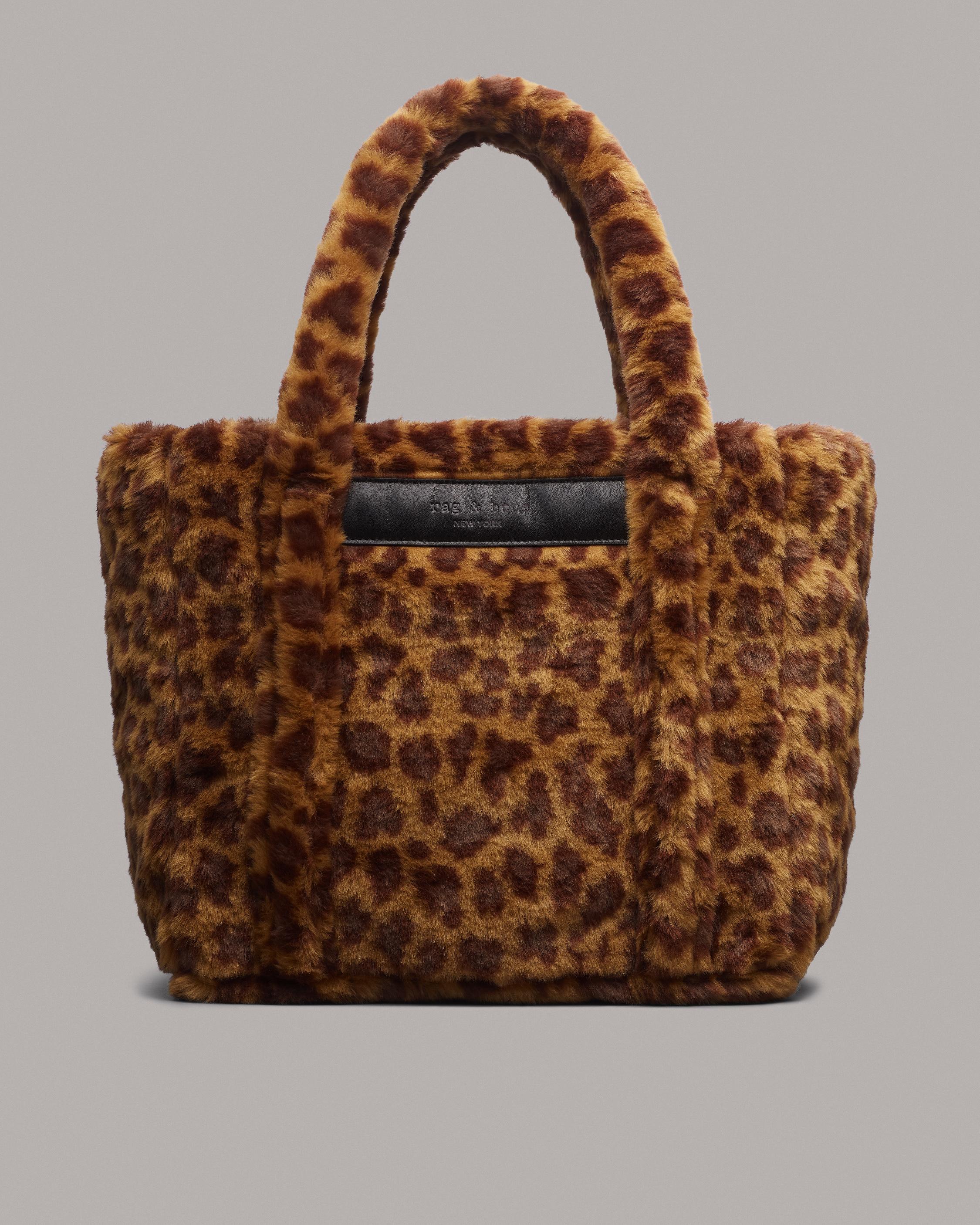 Claudia Canova fur tote bag in leopard print