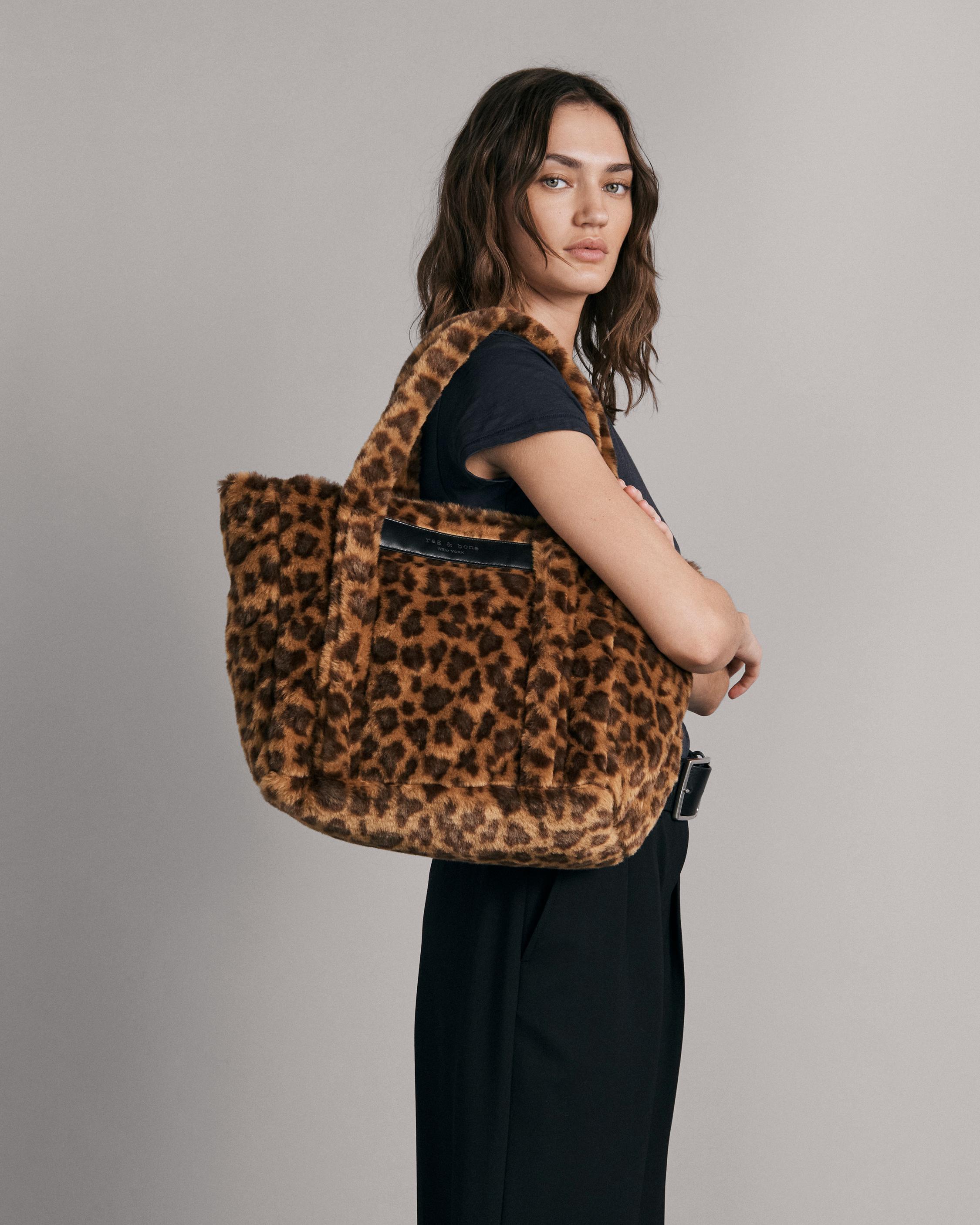 John Galt Leopard Faux Fur Bag