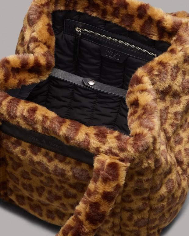 Small Cloud Tote - Leopard Faux Fur image number 4