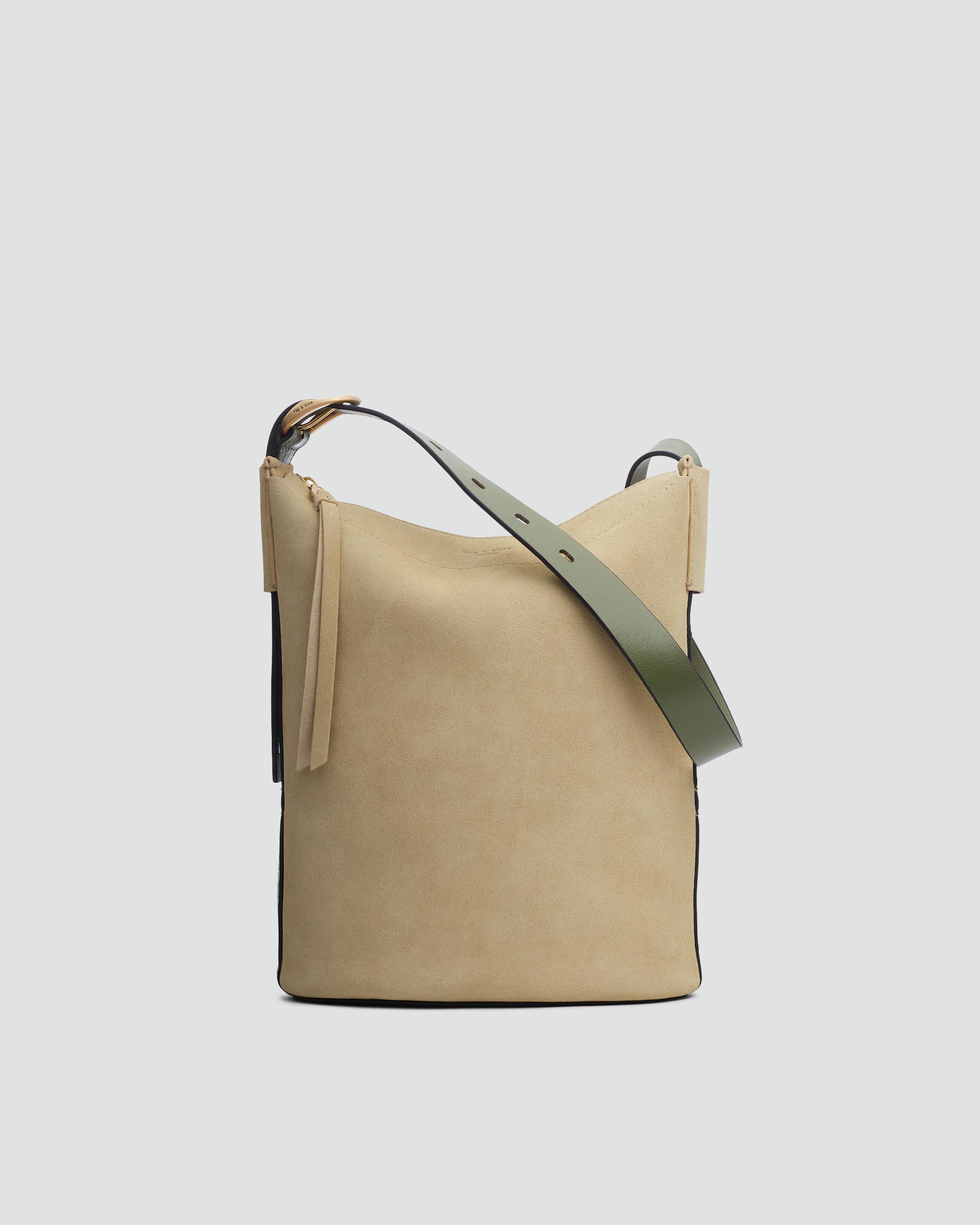 COMPLIMENTARY: Small bucket-bag in tan suede