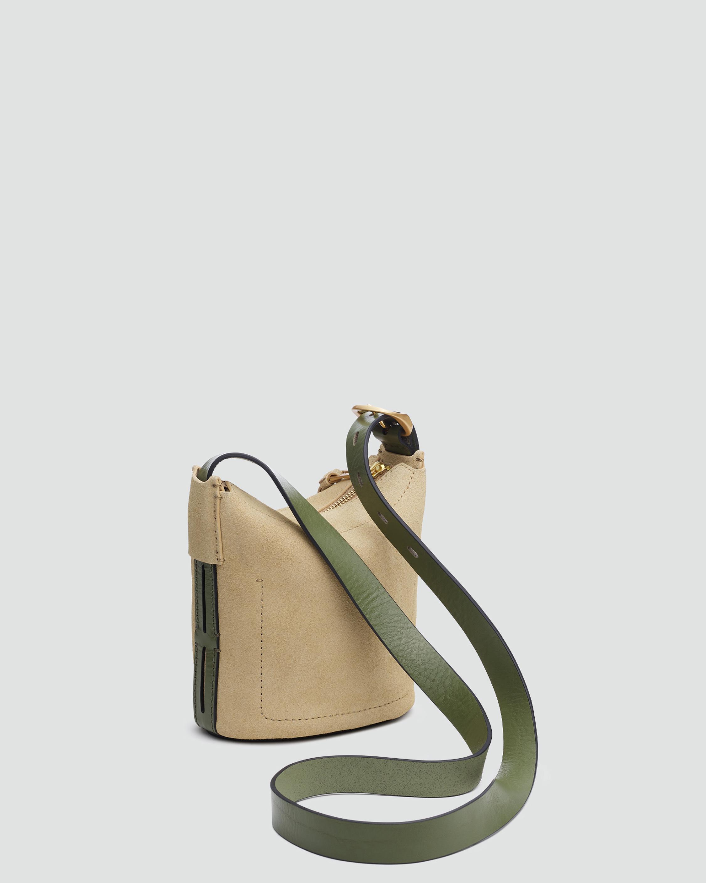 Suede mini bucket online bag