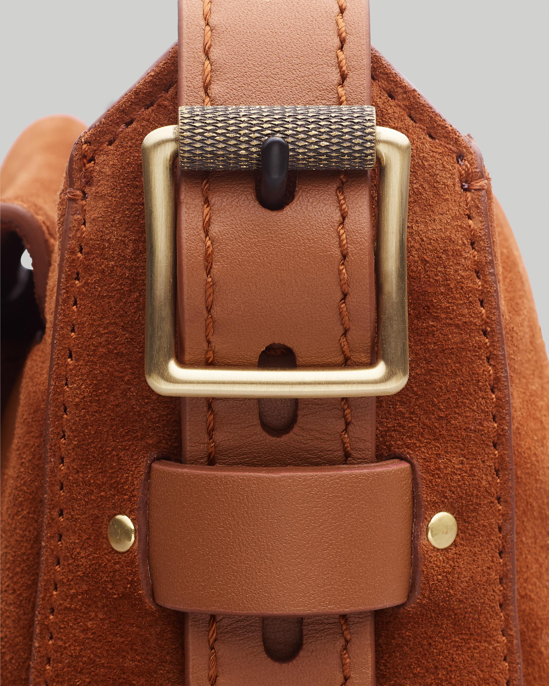 Cognac suede mini crossbody bag