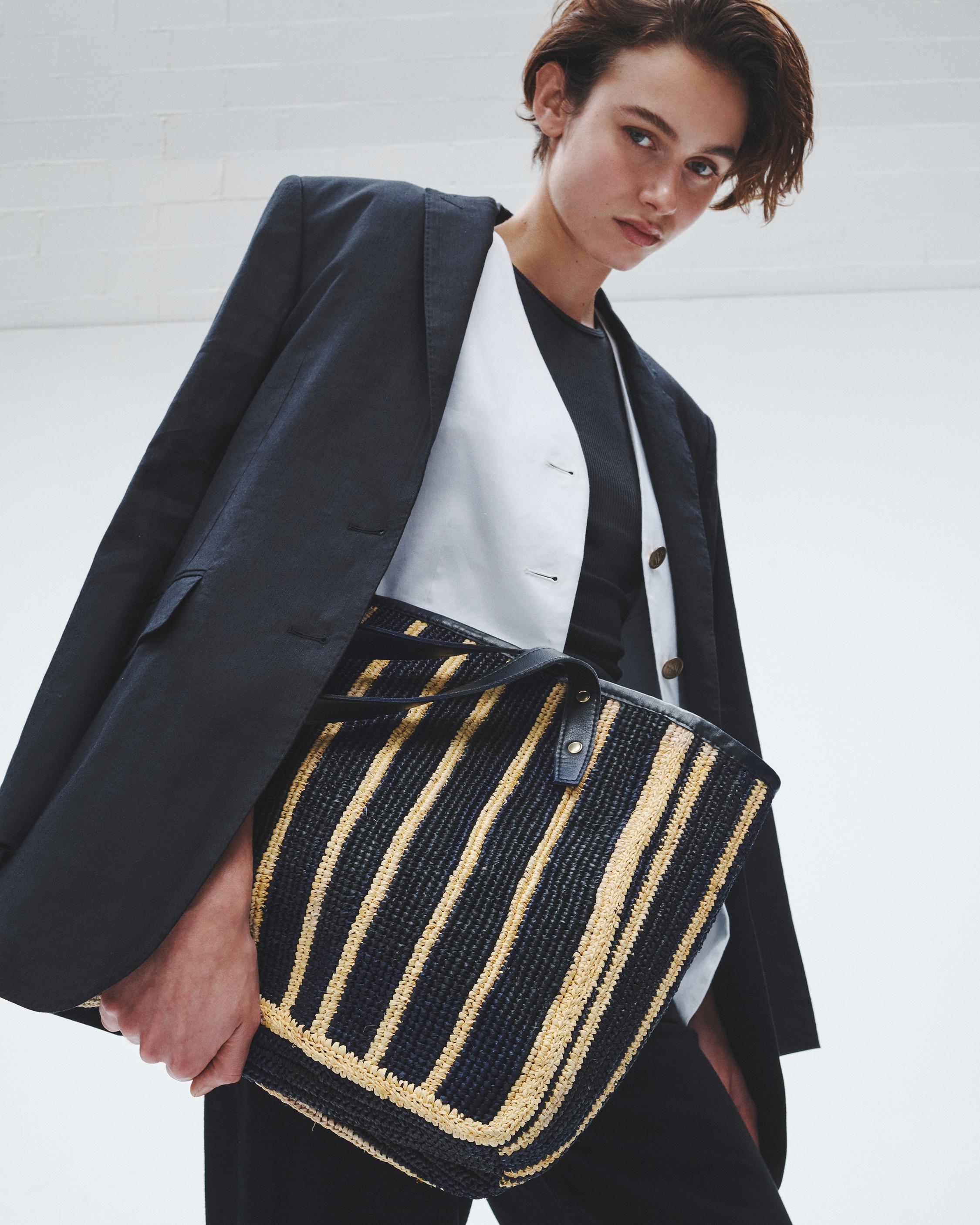 Daily Leather-Trimmed Straw Tote Bag image number 2