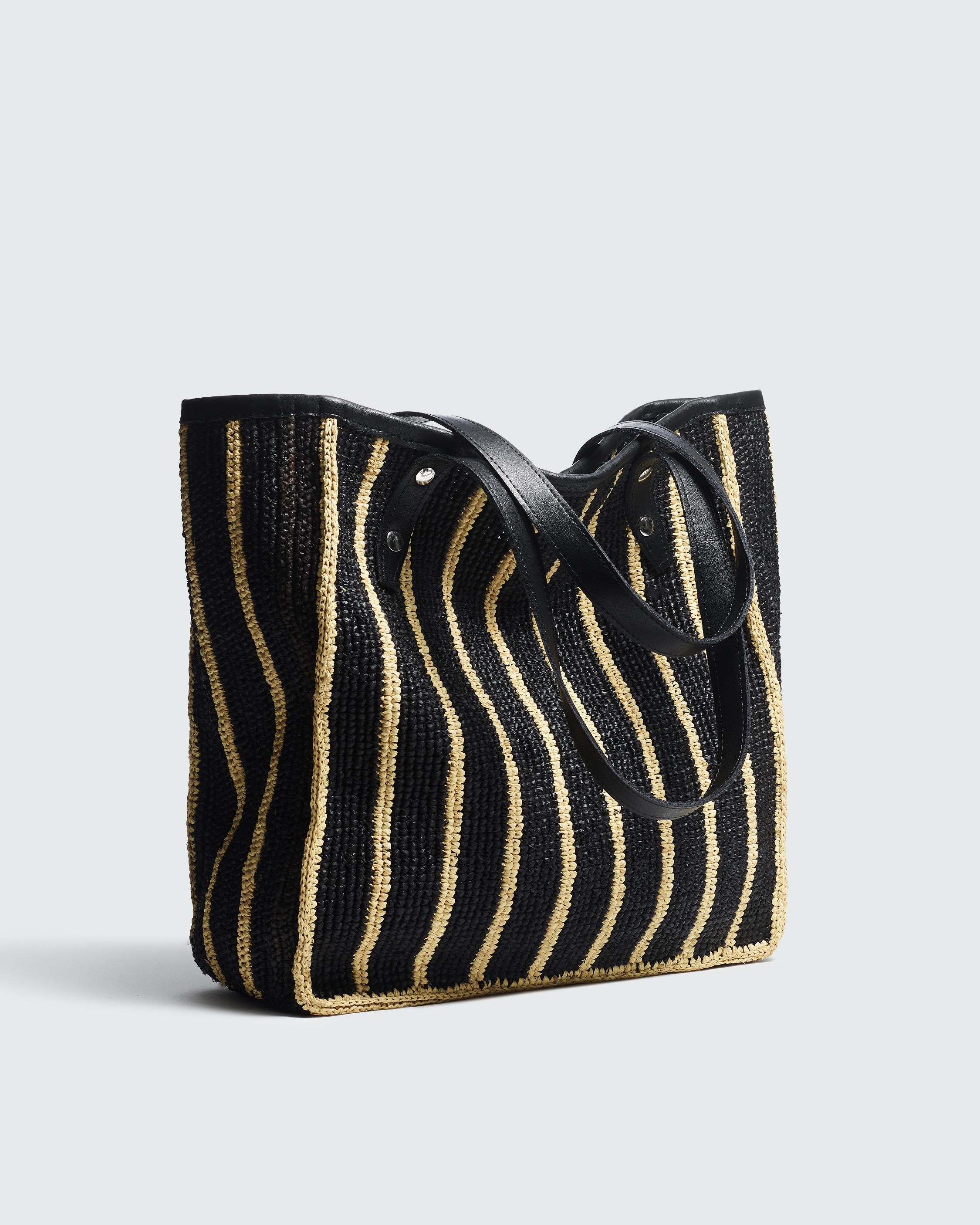 Daily Leather-Trimmed Straw Tote Bag image number 3