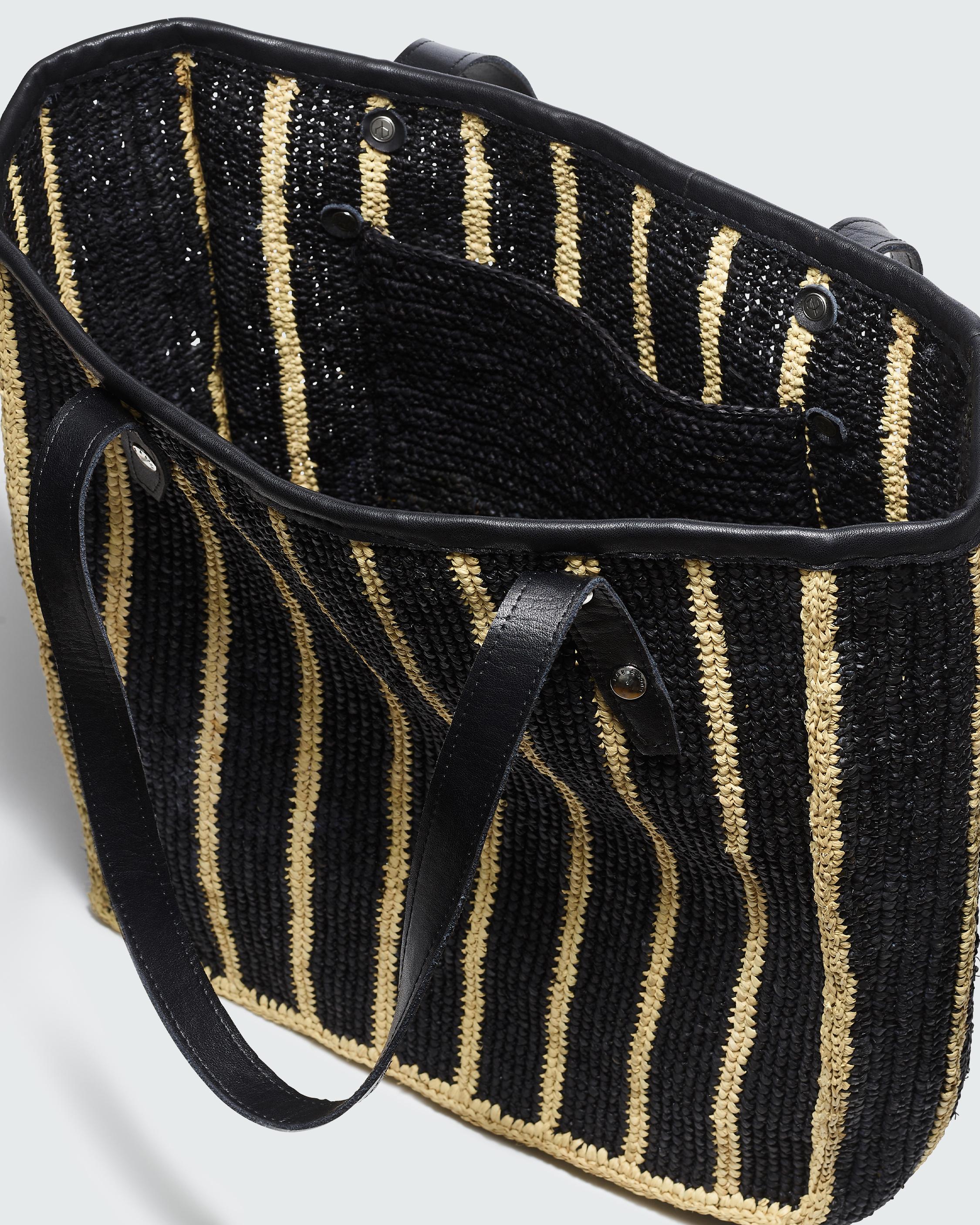 Daily Leather-Trimmed Straw Tote Bag image number 7