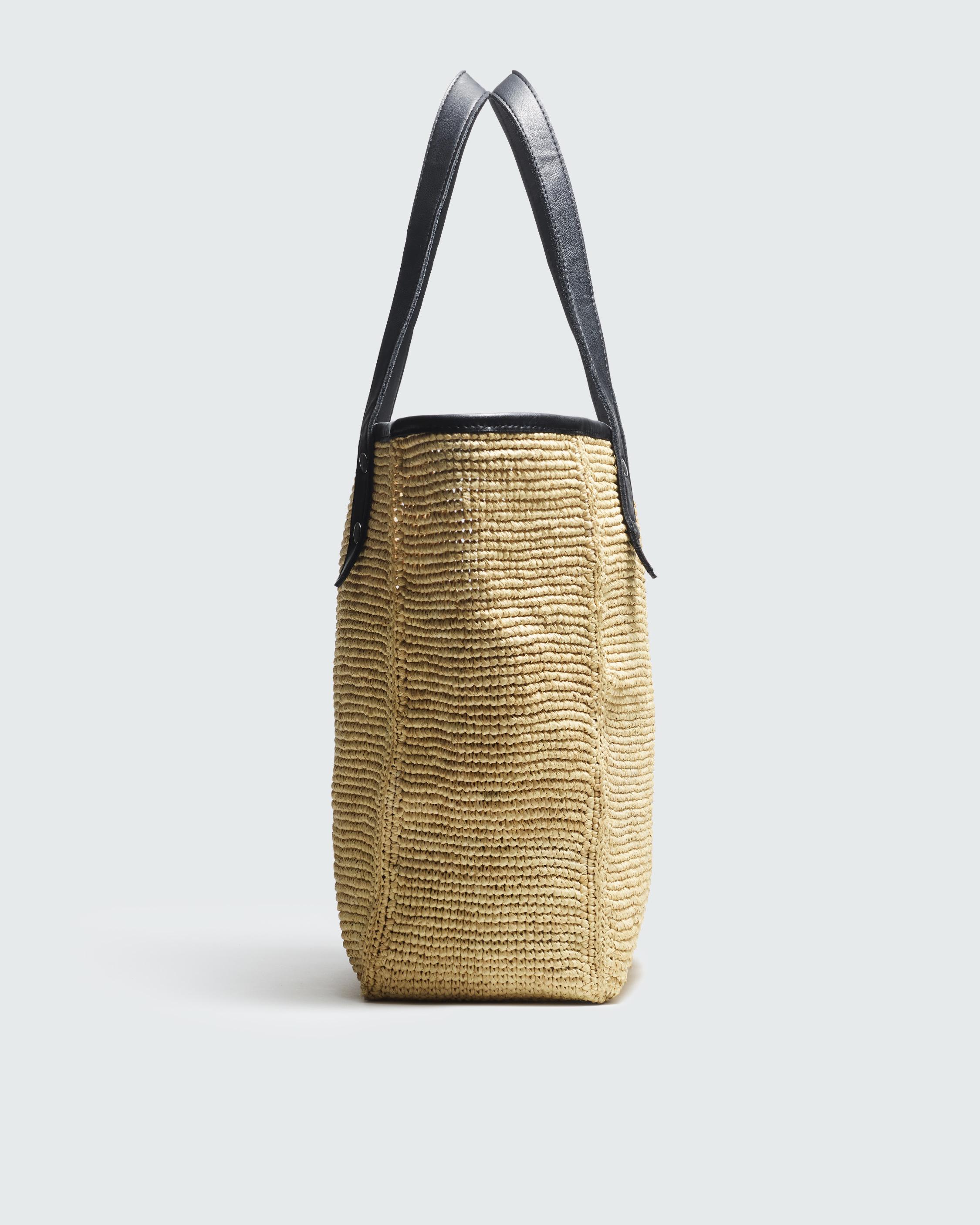 Daily Leather-Trimmed Straw Tote Bag image number 5
