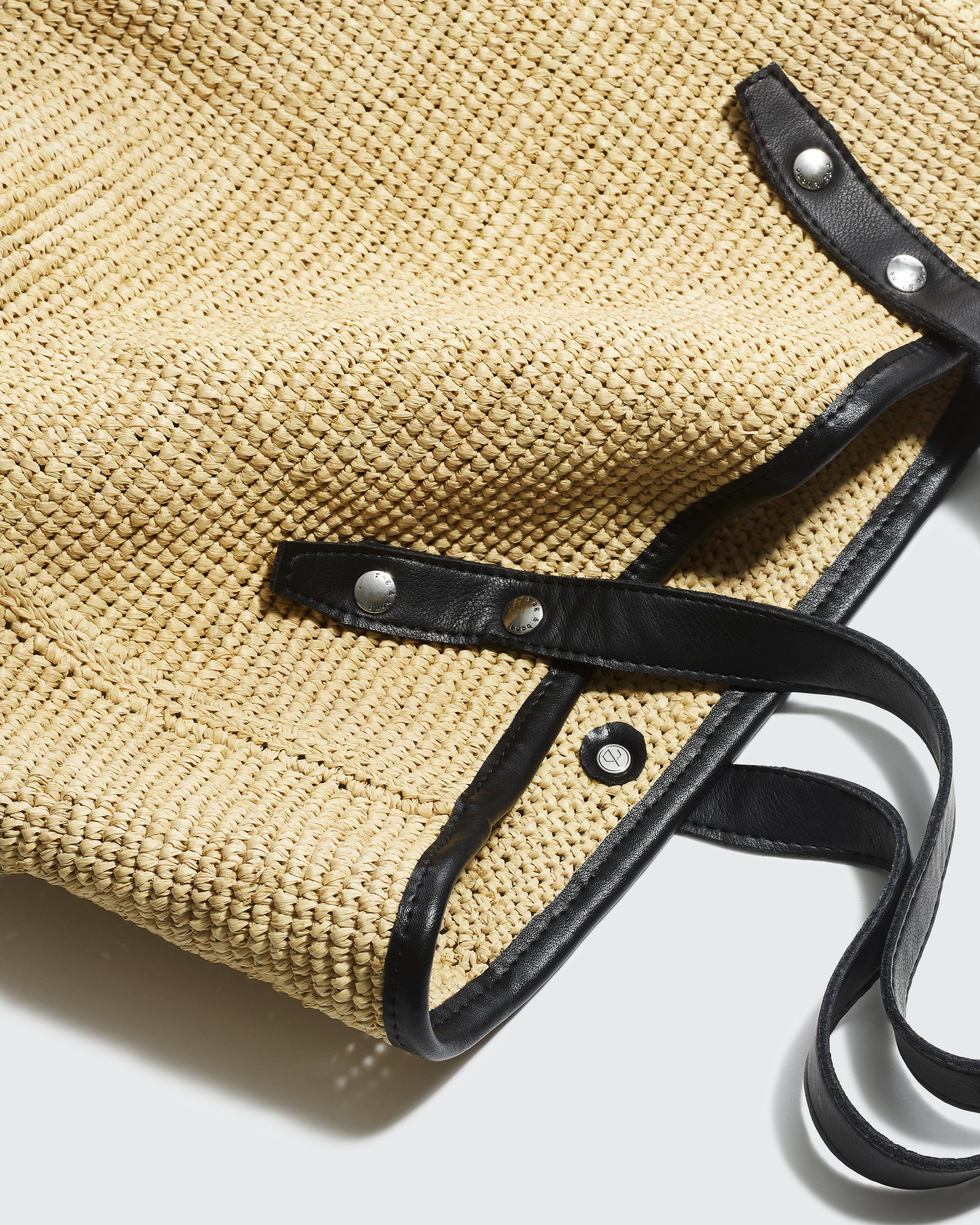 Daily Leather-Trimmed Straw Tote Bag image number 6