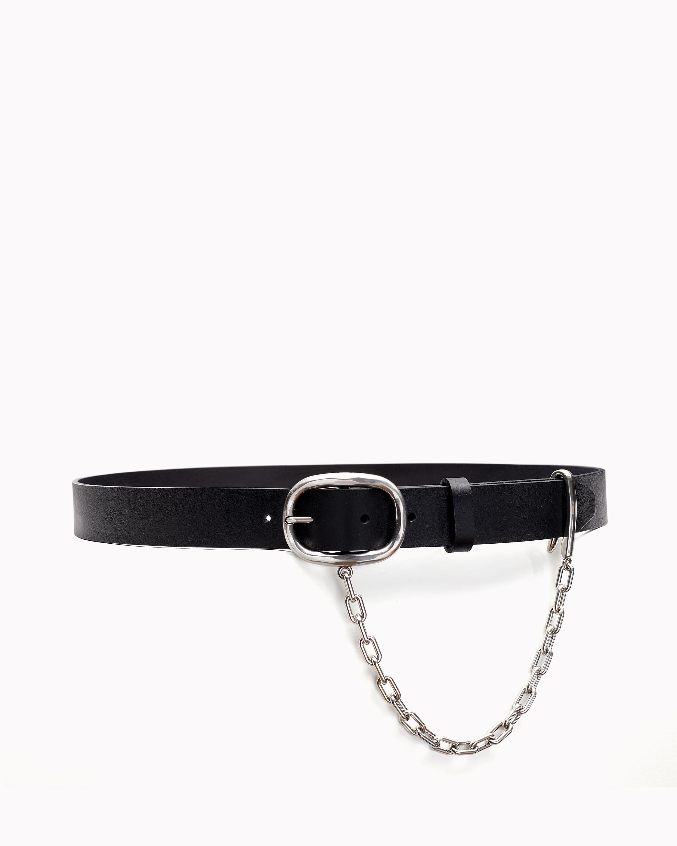 LEATHER BELT W/ CHAIN SET BLACK ($600) ❤ liked on Polyvore featuring  accessories, belts, 100 leather bel…