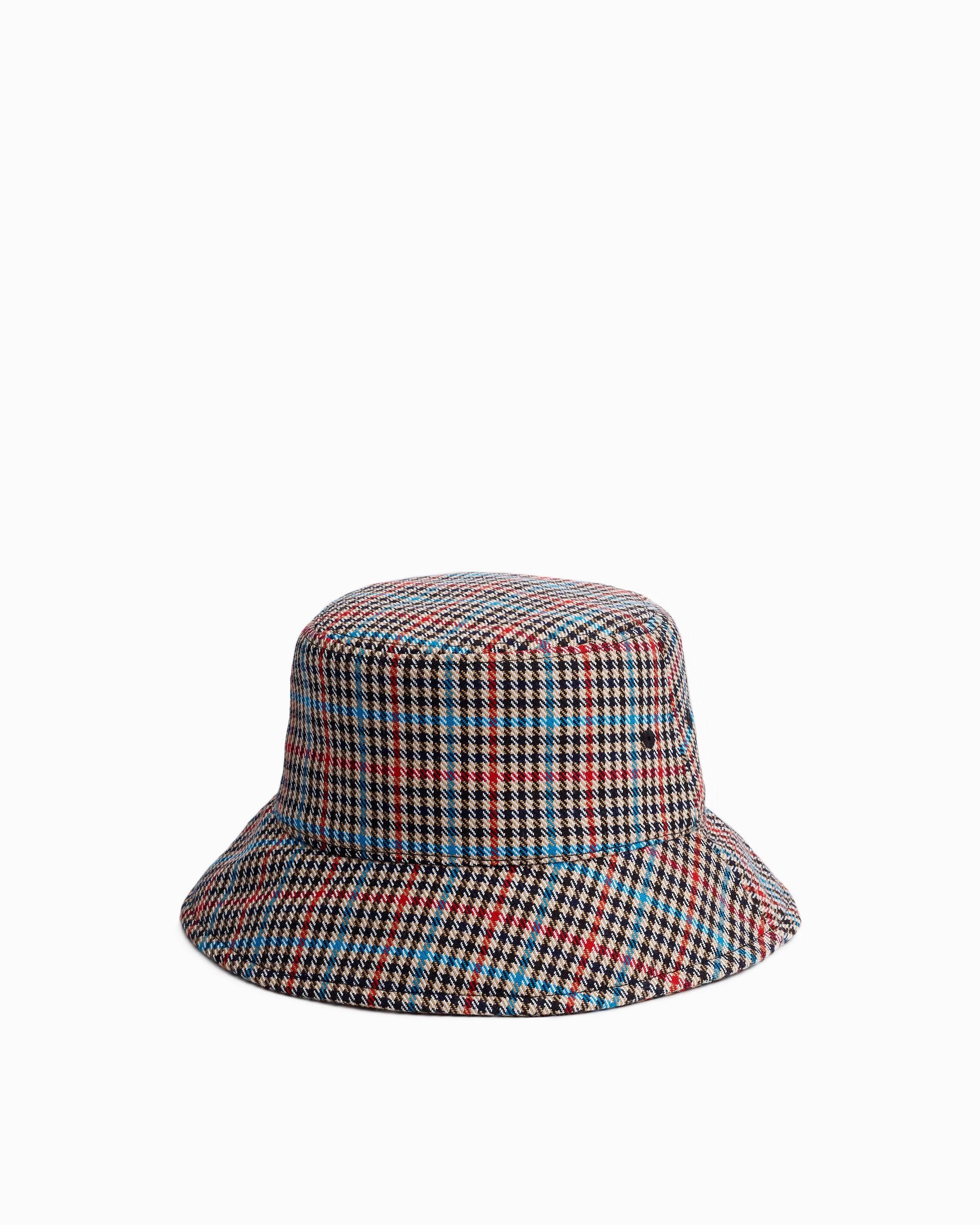 Tan Khaki Haymarket Plaid Bucket Hat Women Fisherman Durable Fabric Black  Trim