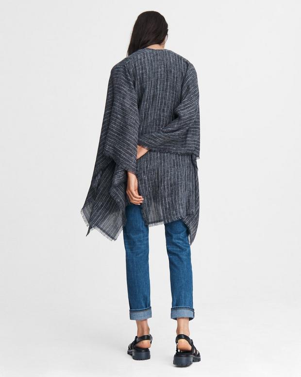 Pinstripe Cotton Poncho image number 2