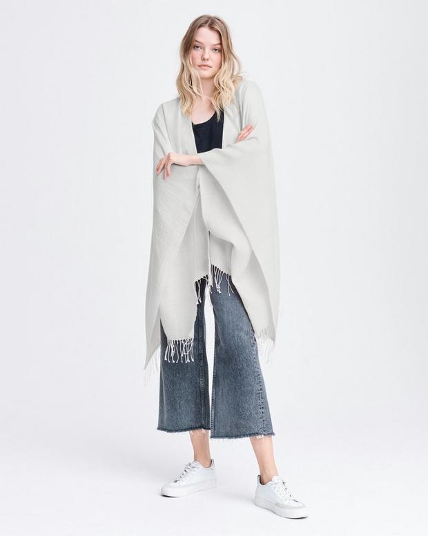 Ombre Cotton and Wool Poncho image number 1