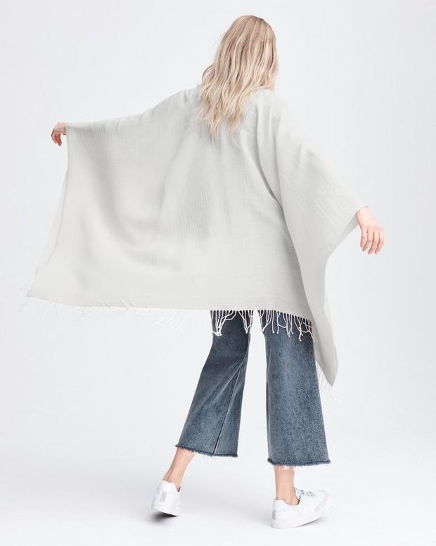 Ombre Cotton and Wool Poncho image number 3