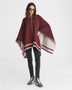 Varsity Zip Wool Poncho - Burgundy | rag & bone