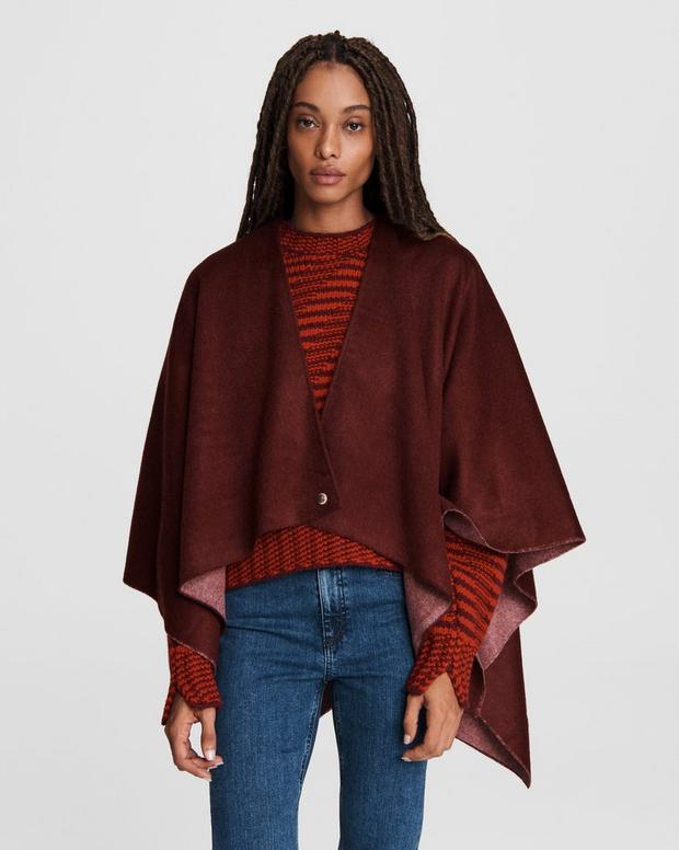 Crown Cashmere Reversible Poncho image number 1