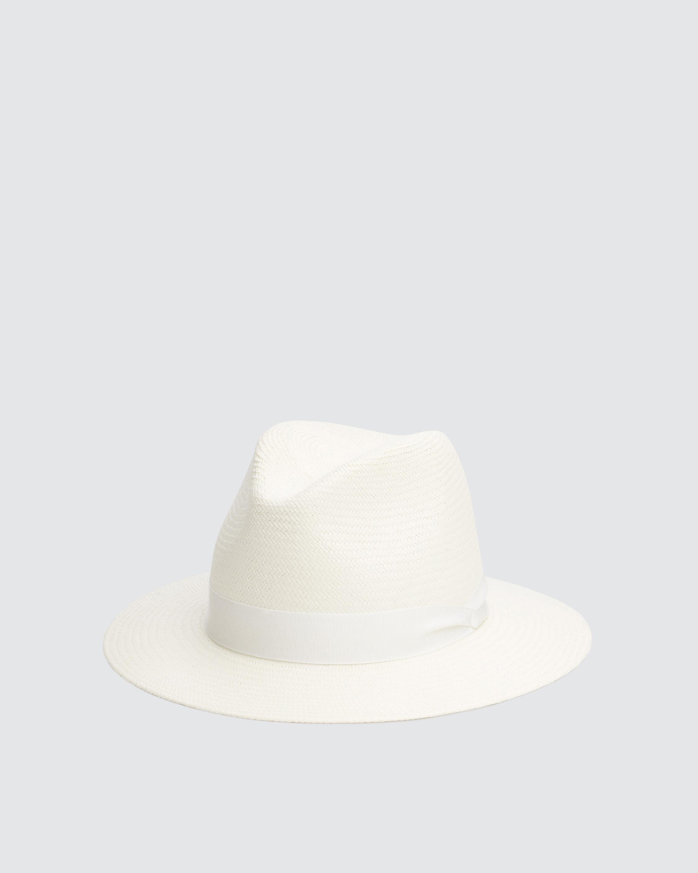 Moda, Ivory Ecuadorian Straw Panama Hat With Striped Band