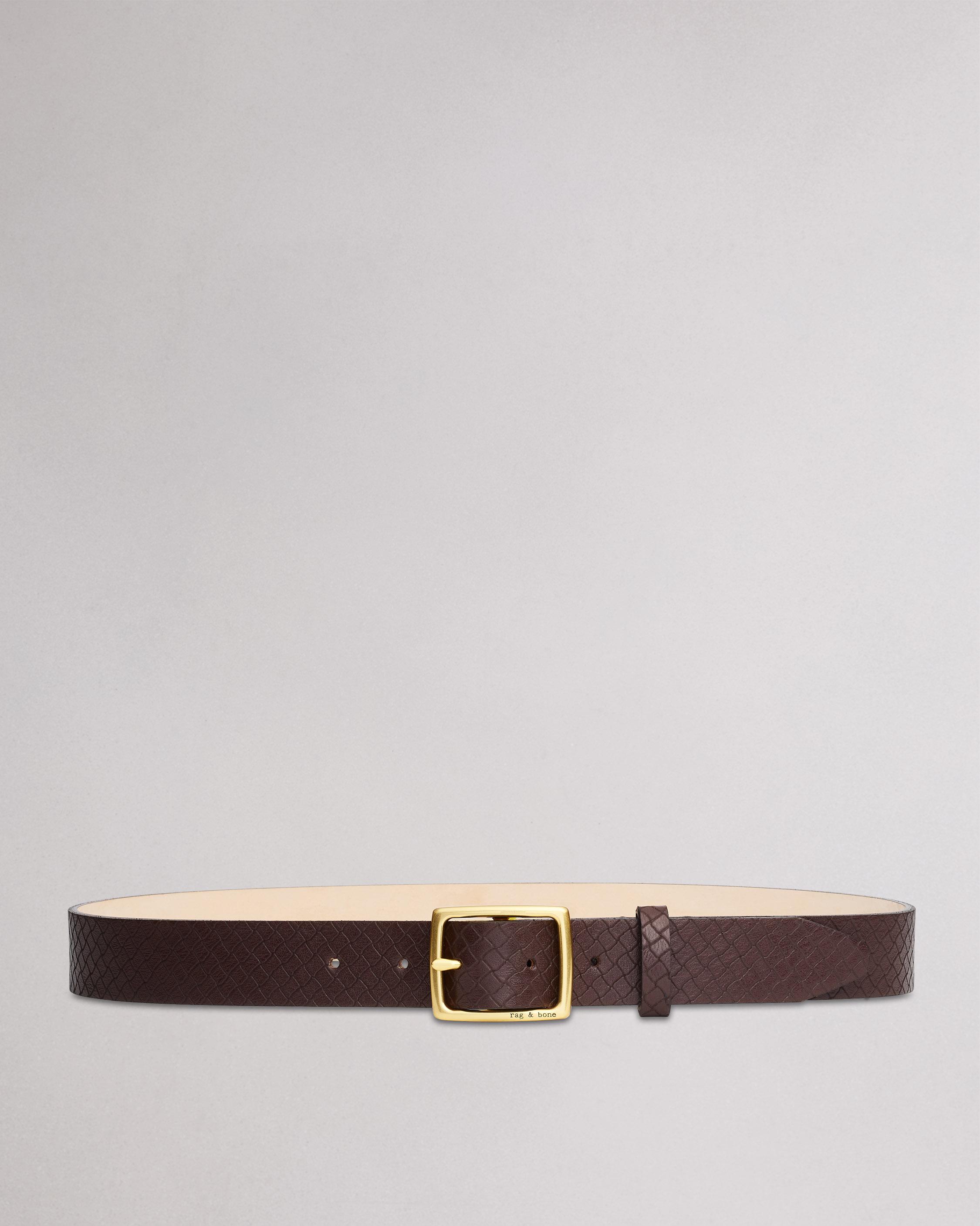 Boyfriend Leather Belt Black Basketweave rag bone