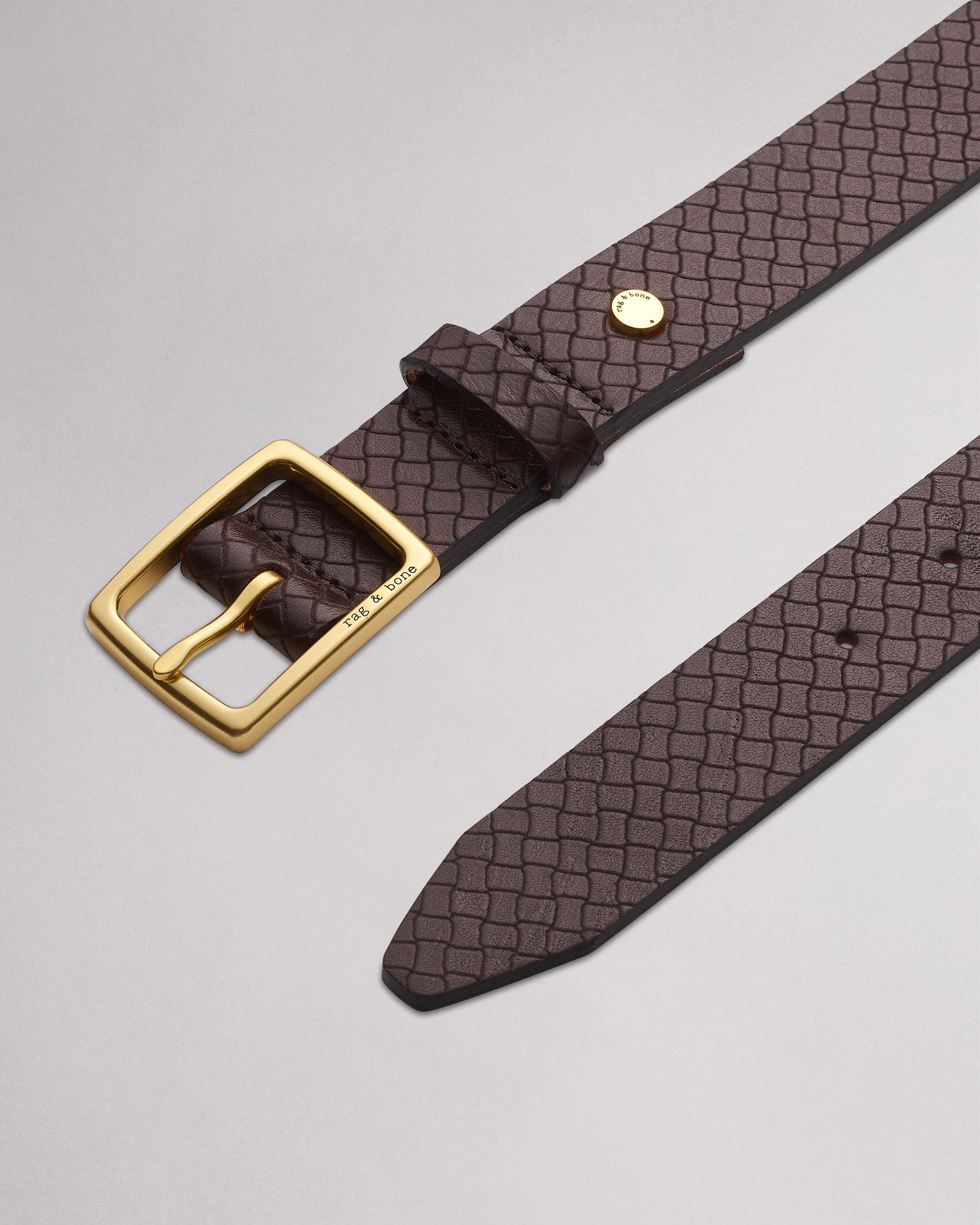 Boyfriend Leather Belt Dark Espresso Basketweave rag bone