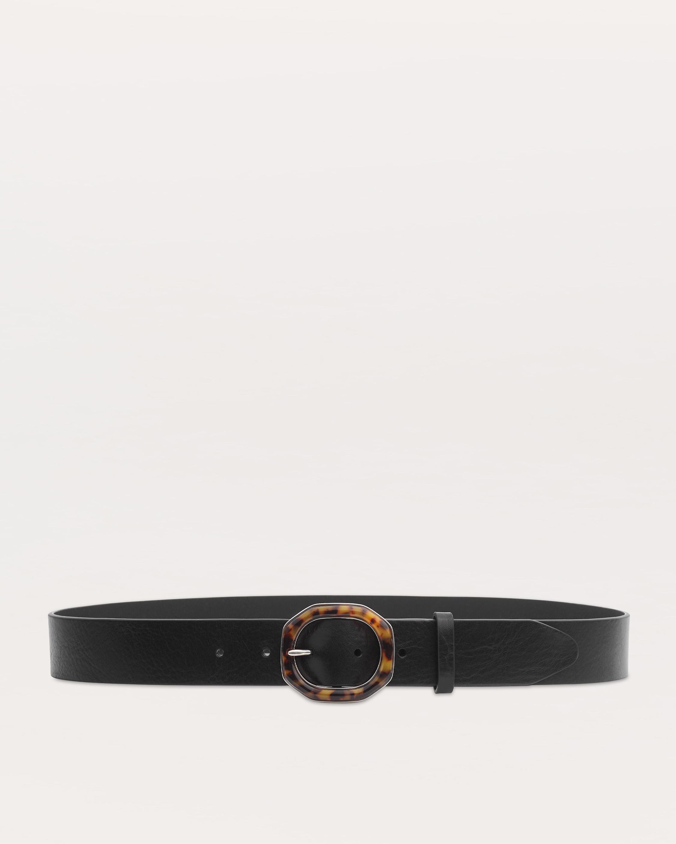 Audrey Tortoiseshell-Buckle Leather Belt - Black Tortoise | rag & bone