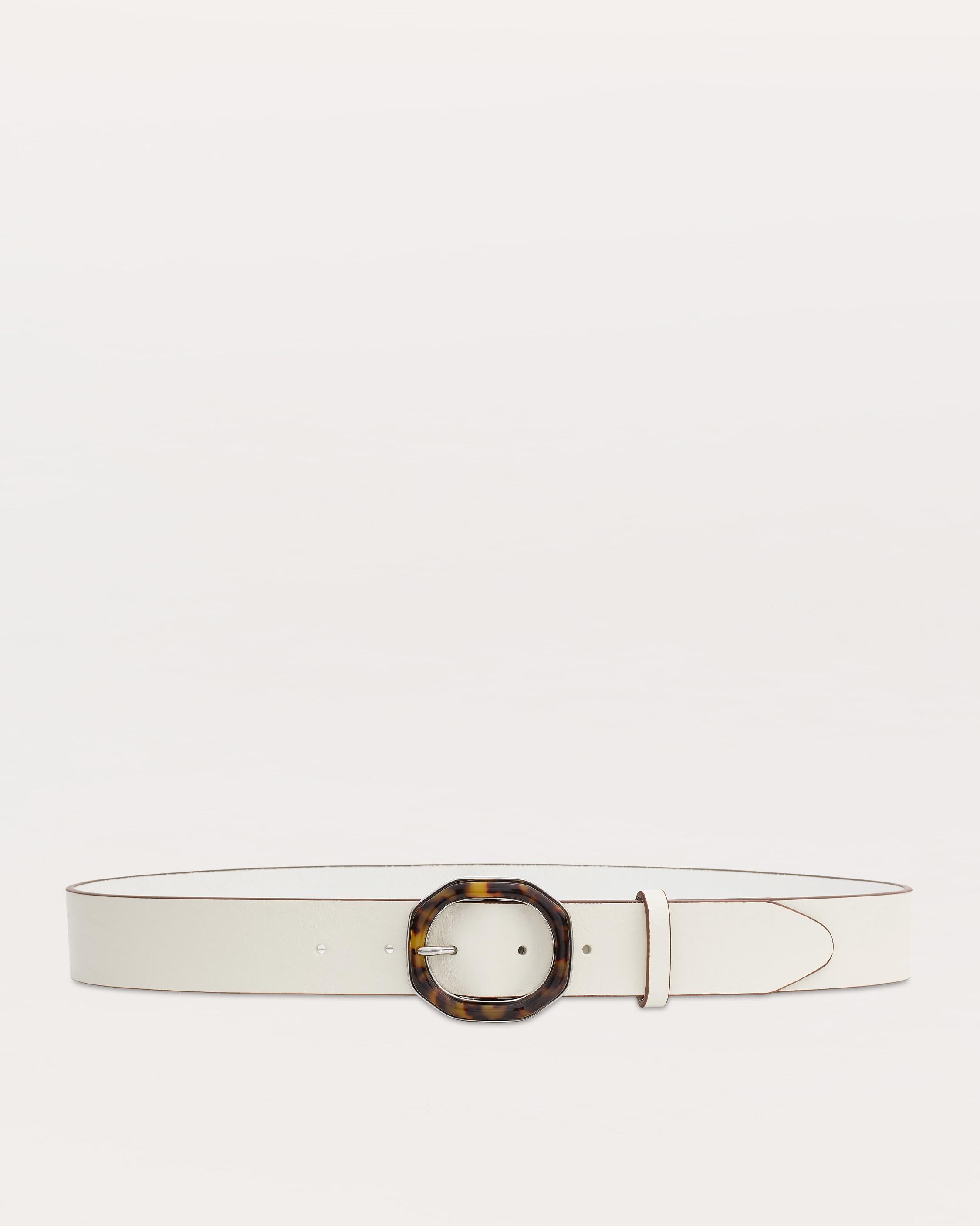 Audrey Tortoiseshell-Buckle Leather Belt - Antique White Tortoise | rag & bone